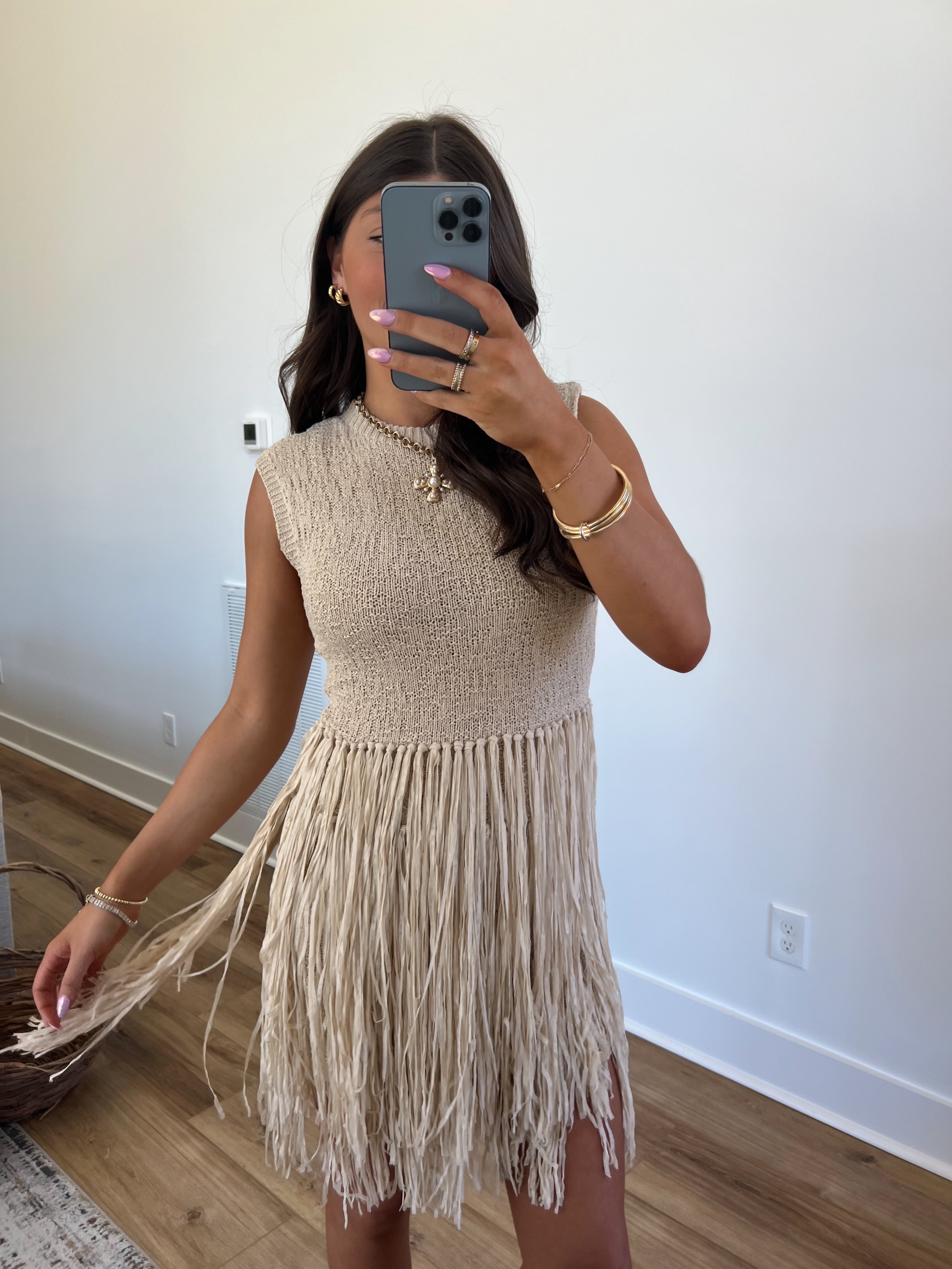 Fringe Farrah Tan Mini Dress