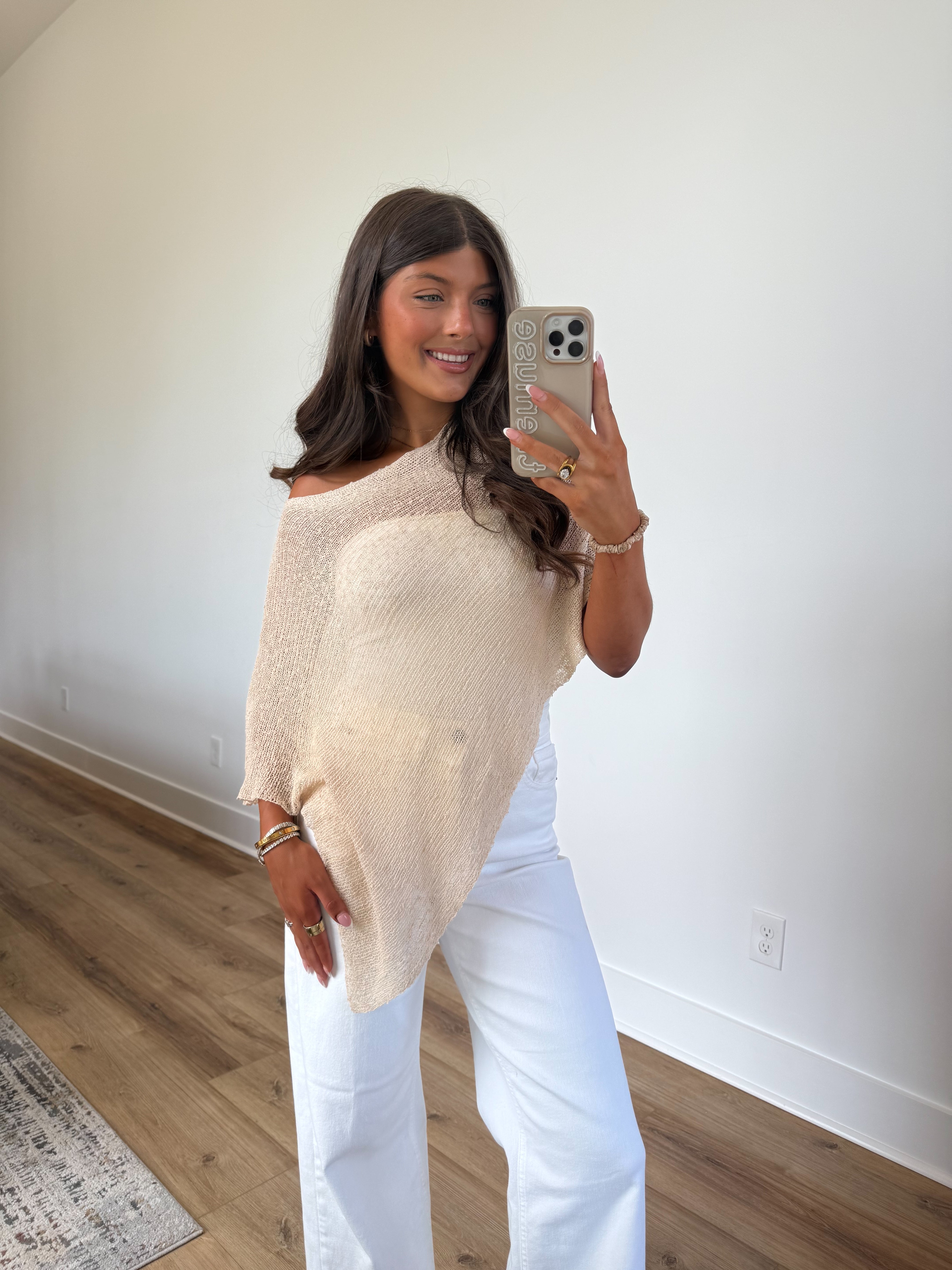 Beige Poncho Top