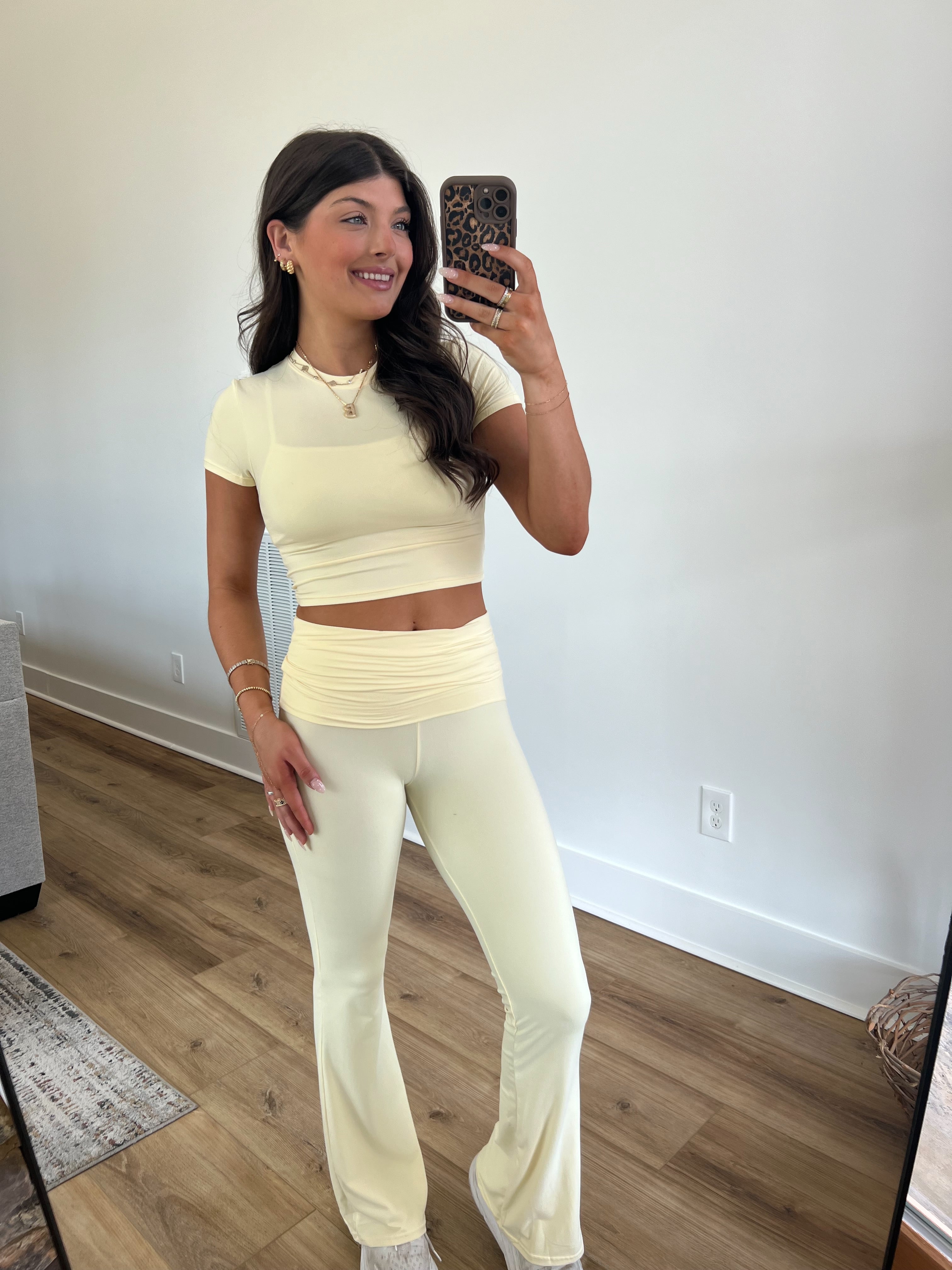 Lemon Butter Soft Foldover Flare Pants Set