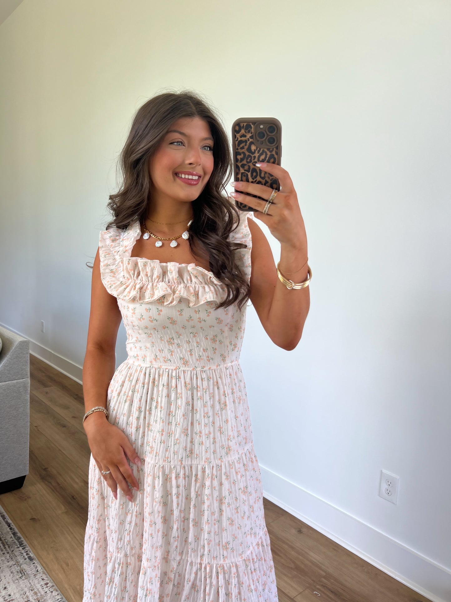 Peach Serenity Floral Maxi Dress