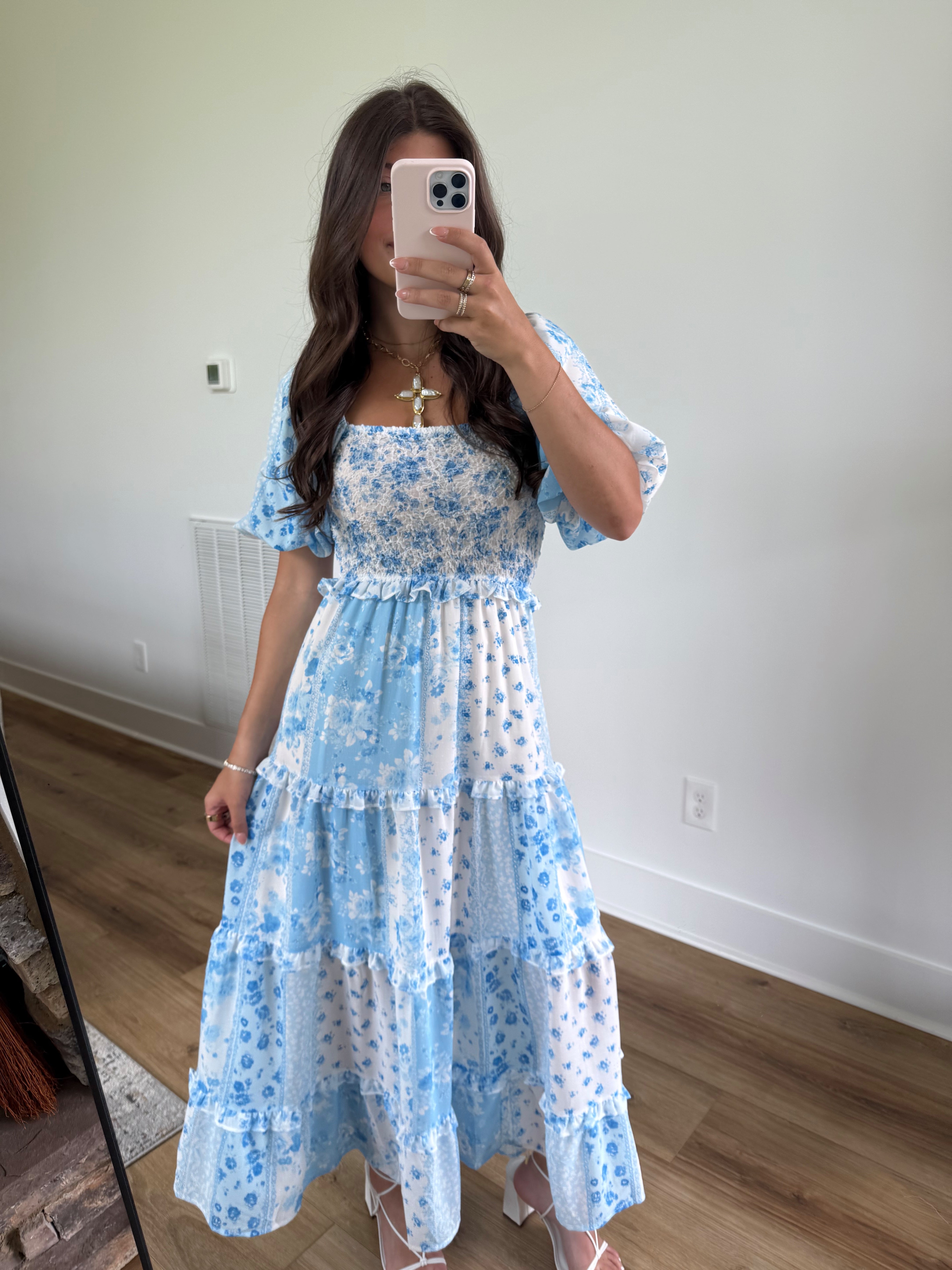 Blue Love Shack Patch Work Maxi Dress