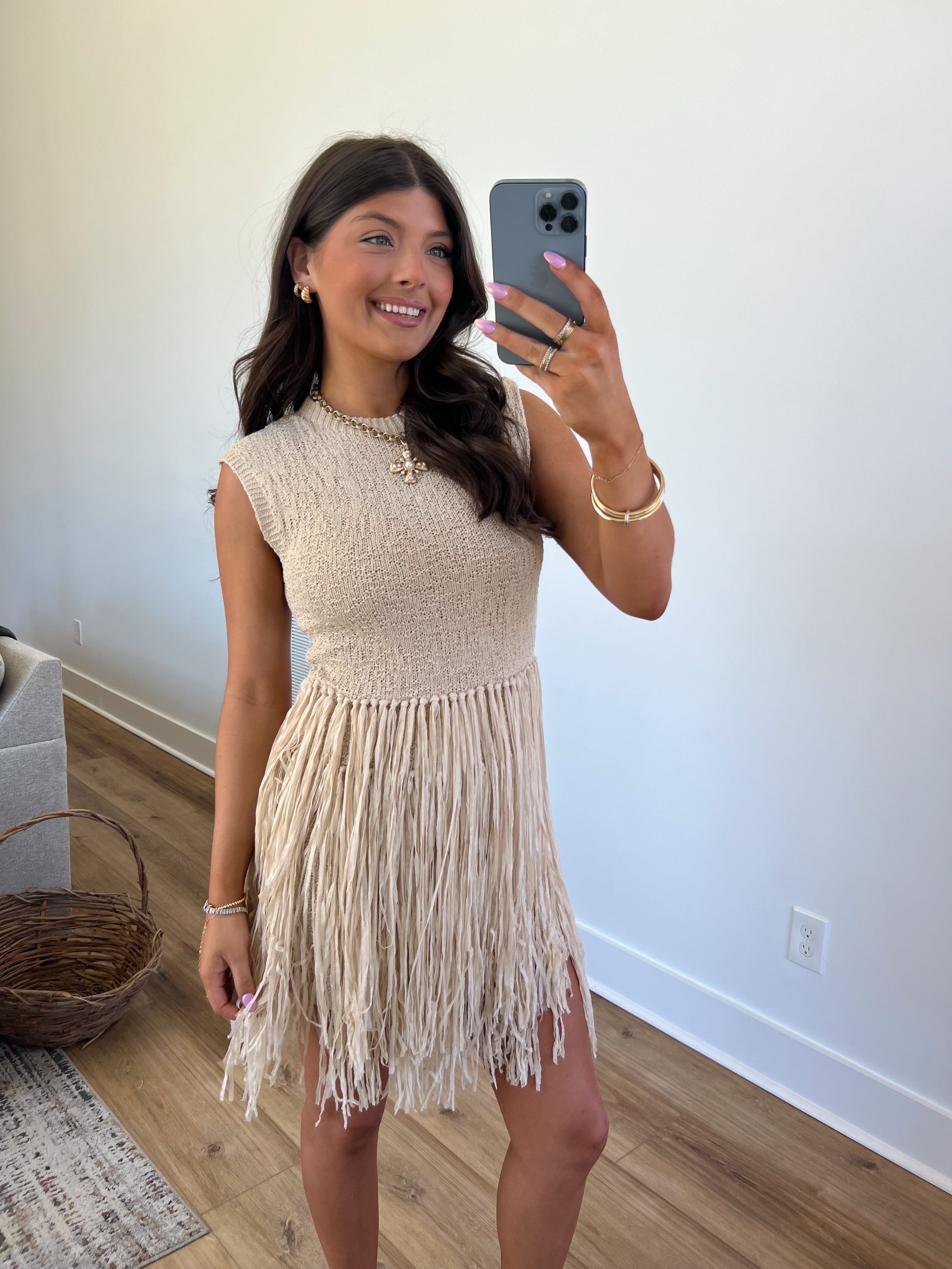 Fringe Farrah Tan Mini Dress