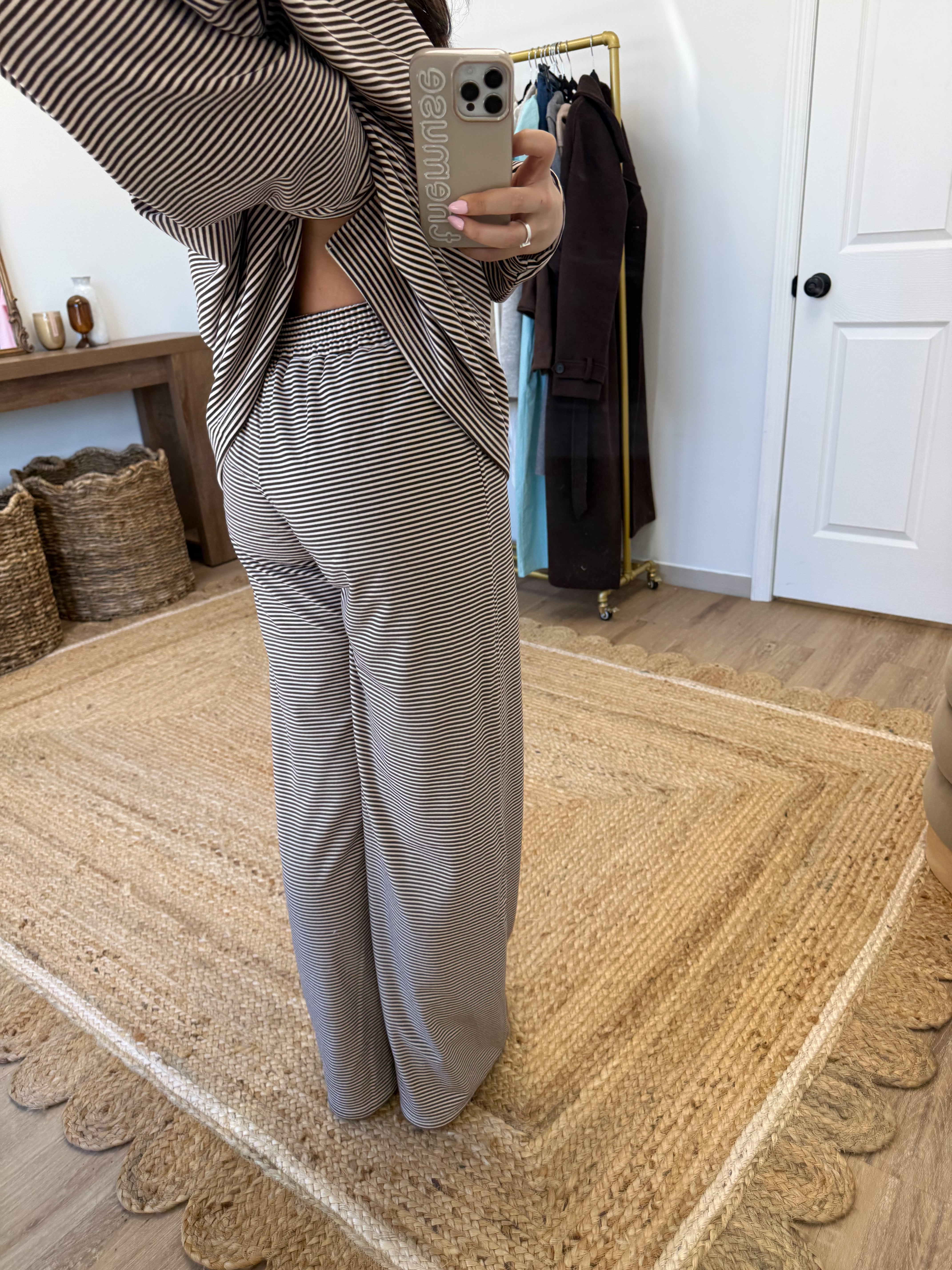 October Fleece BOTTOMS (Brown/Cream)(Restock)