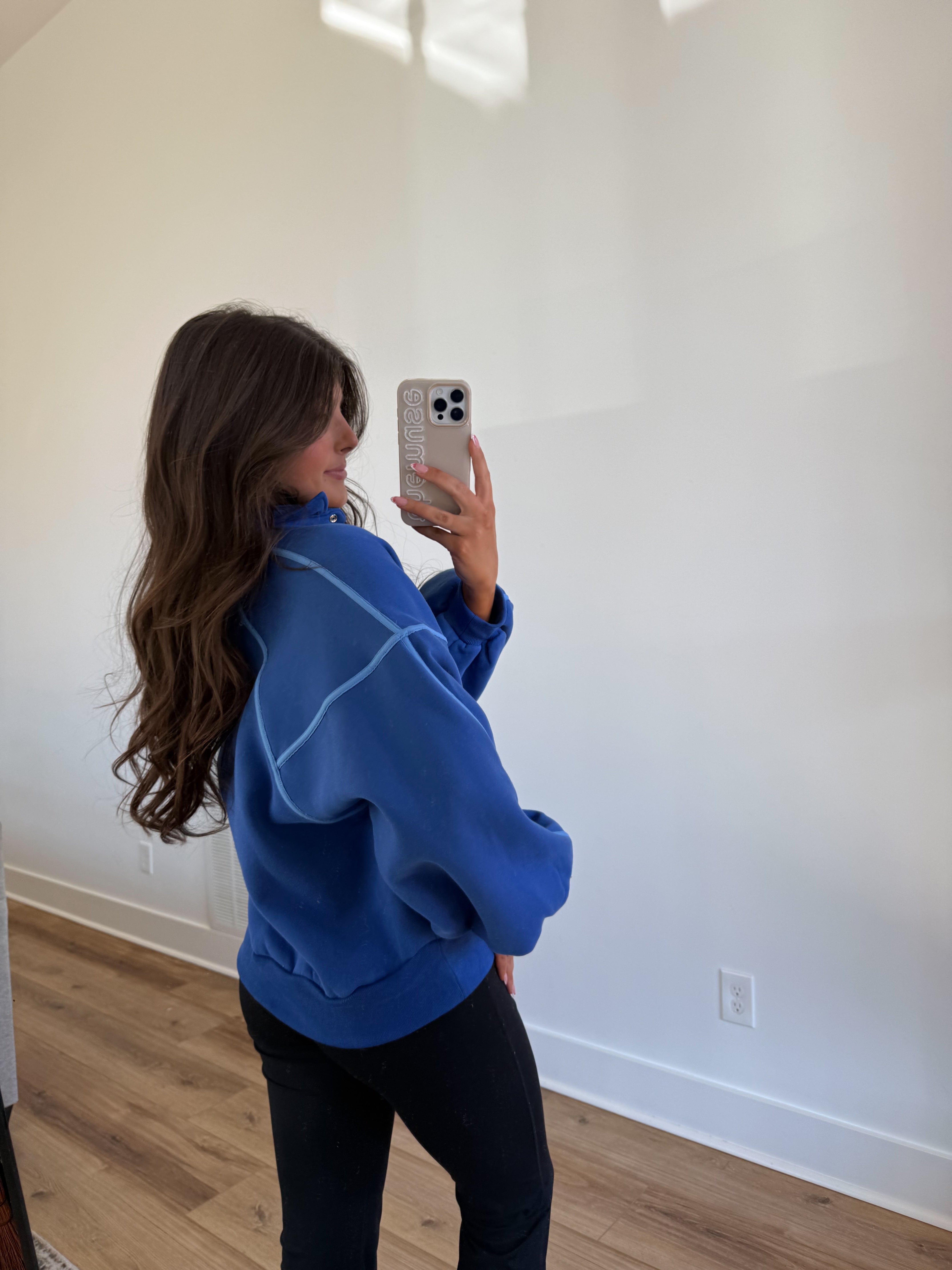 Blue Monochrome Snap Button Pullover