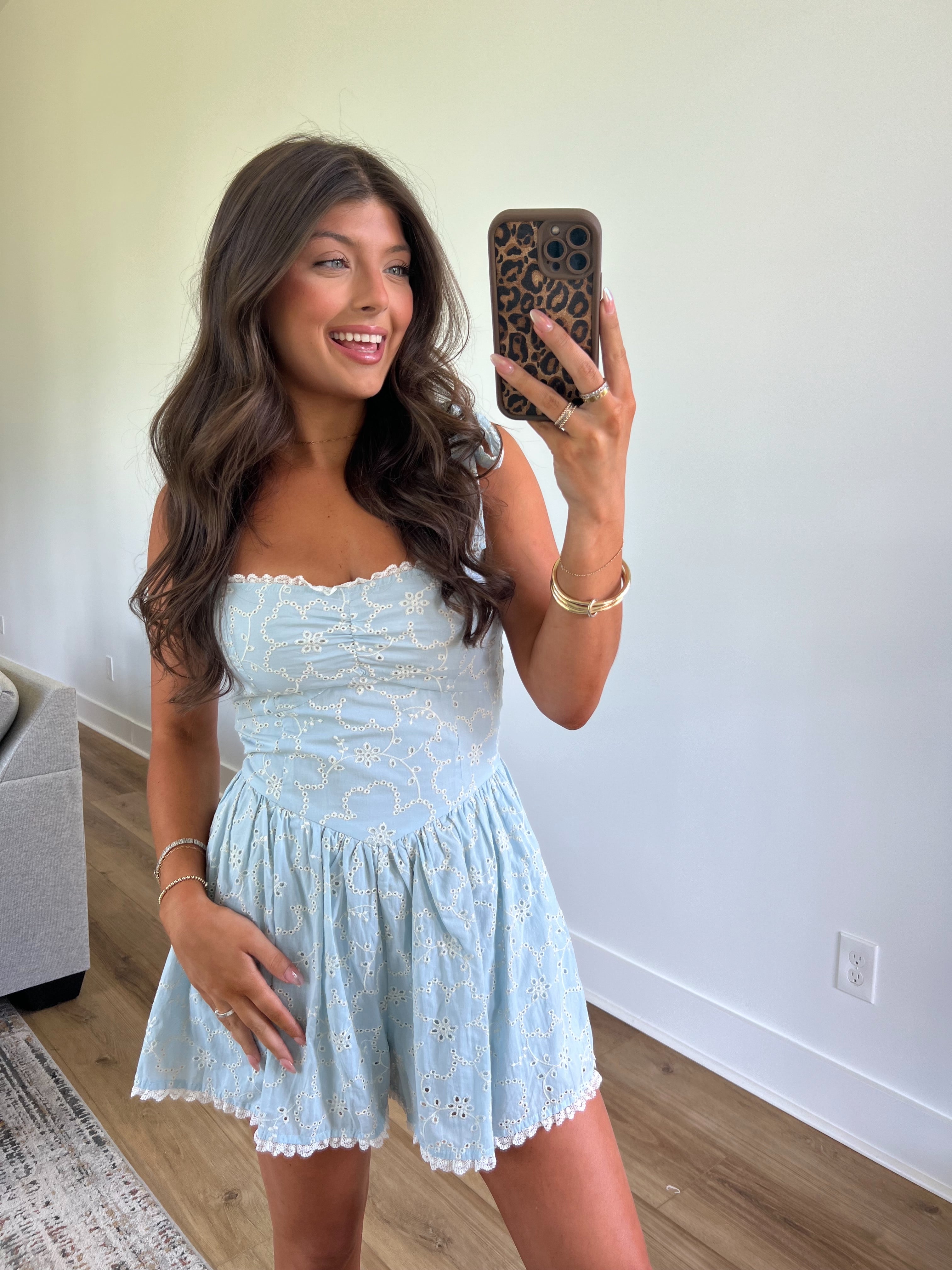 Blueberry Cream Eyelet Romper