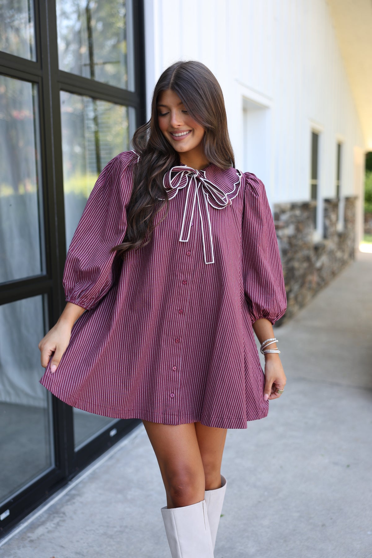 Honor Collared Mini Dress (Burgundy)