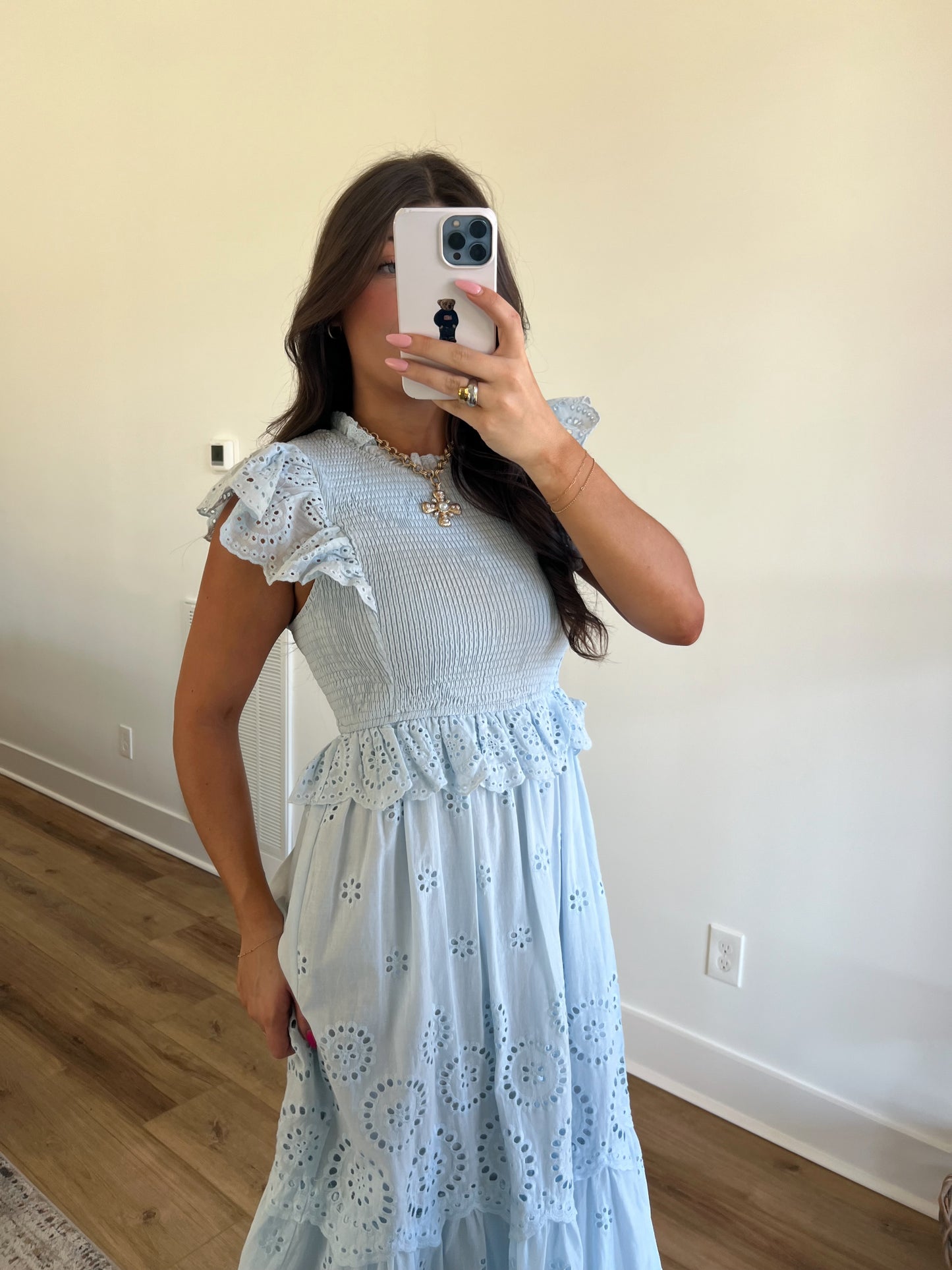 Blue Sky Eyelet Maxi Dress
