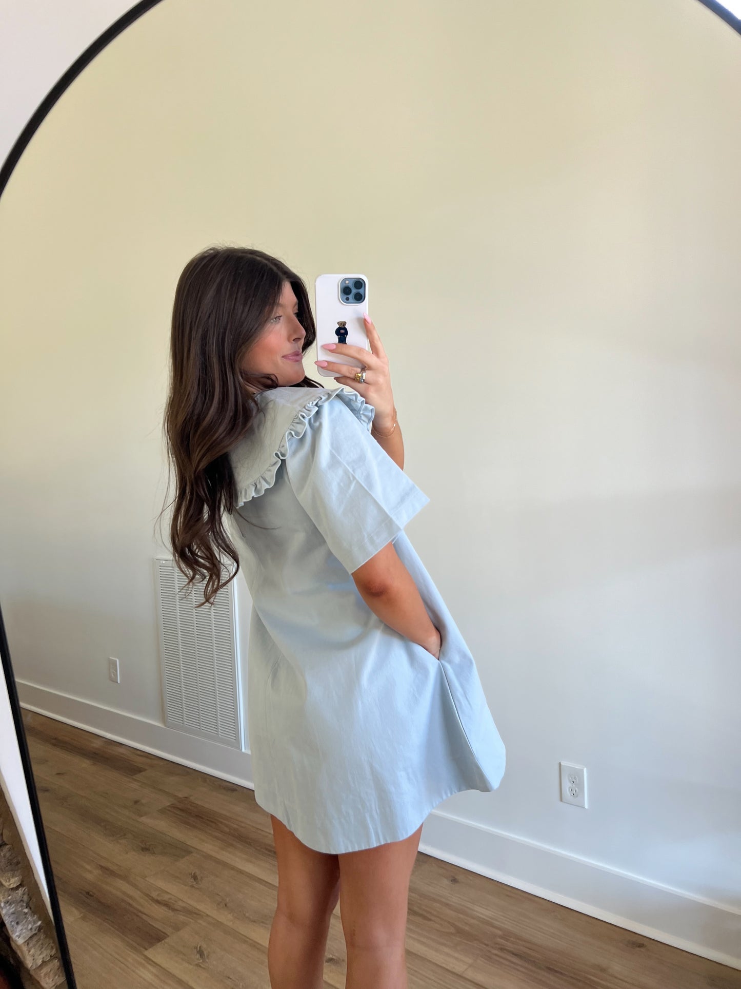 Baby Blue Denim Peter Pan Mini Dress