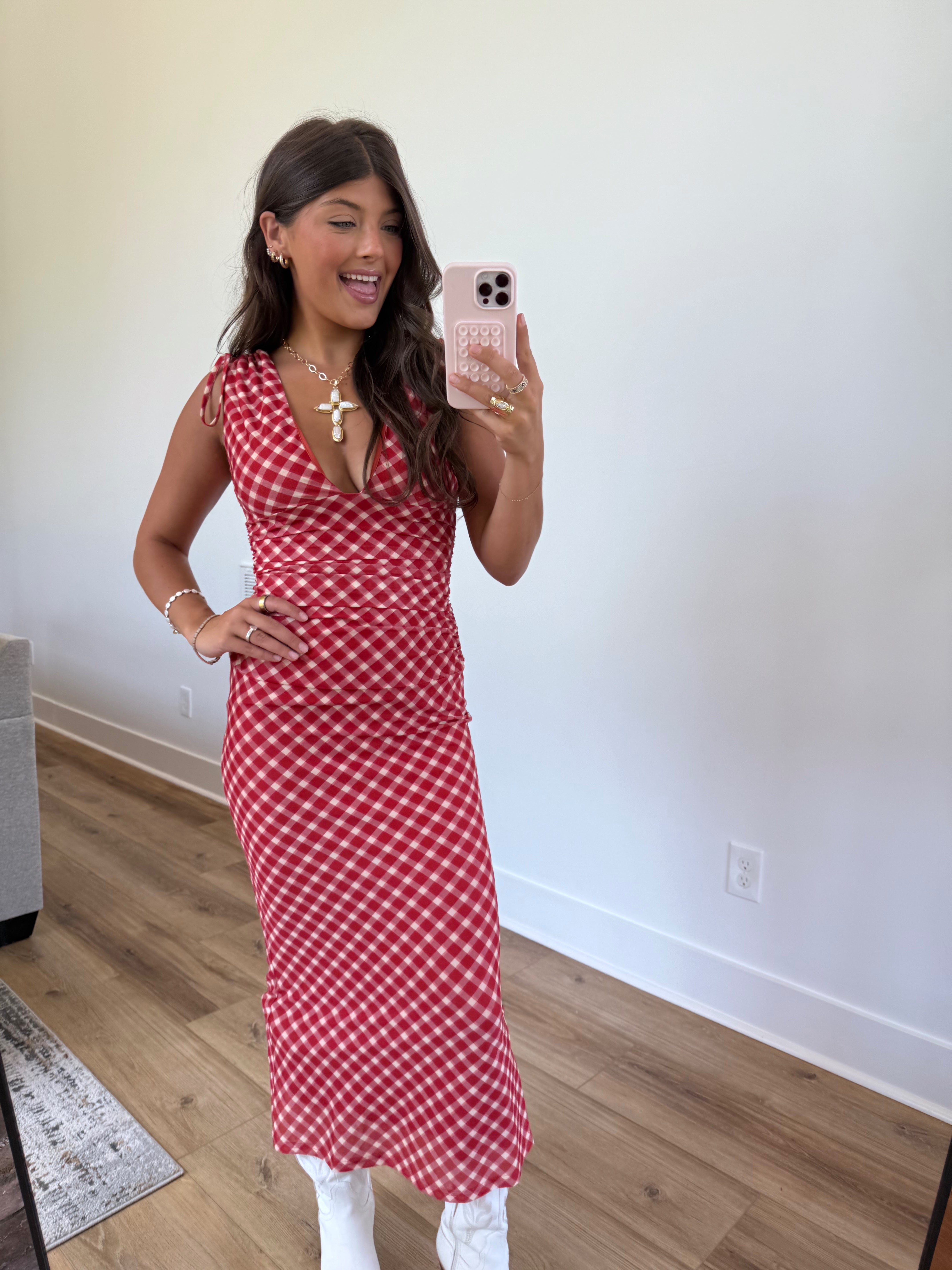 Cherrywood Gingham Midi Dress