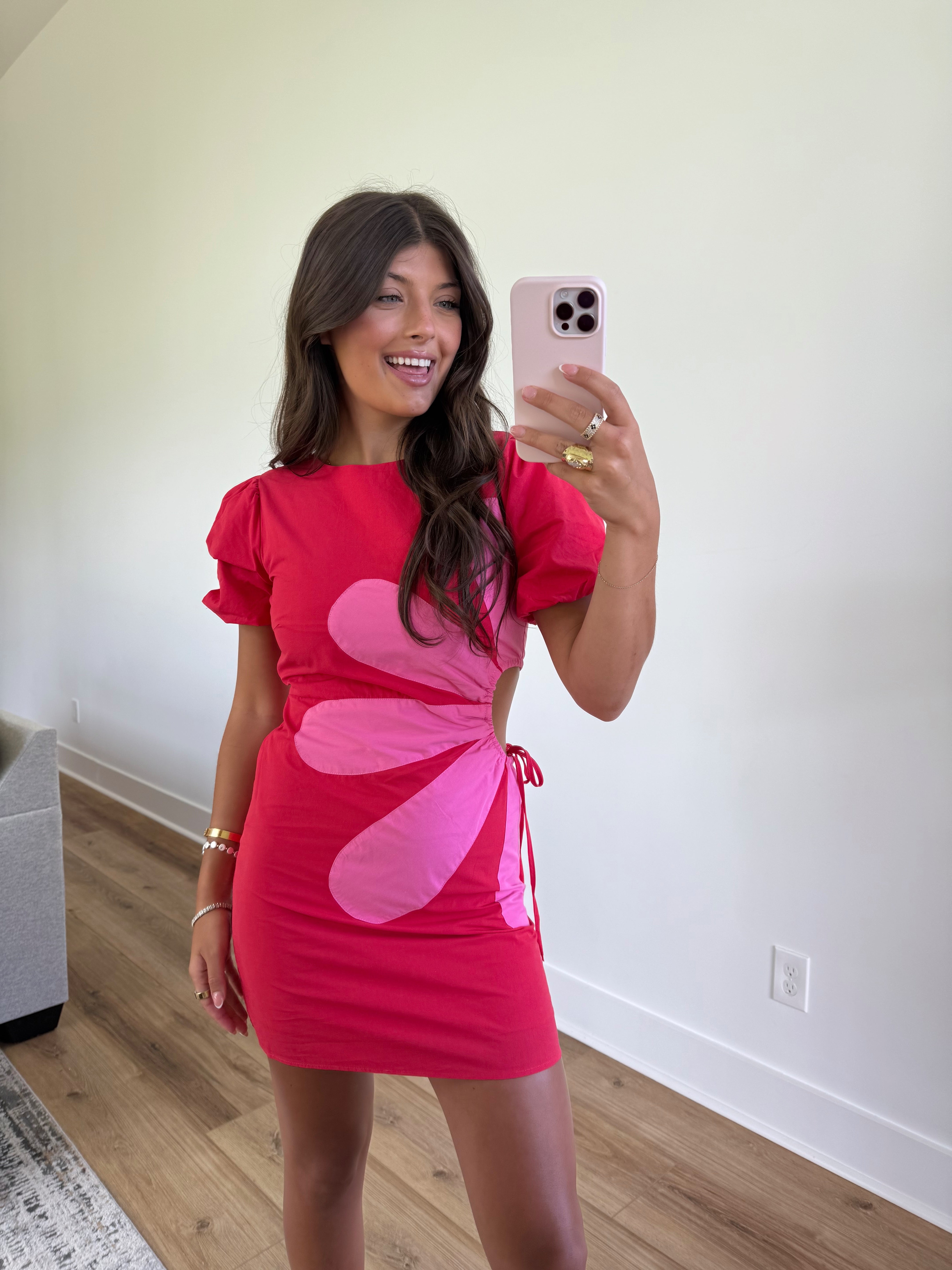 Capri Daisy Mini Dress (Pink/Red)