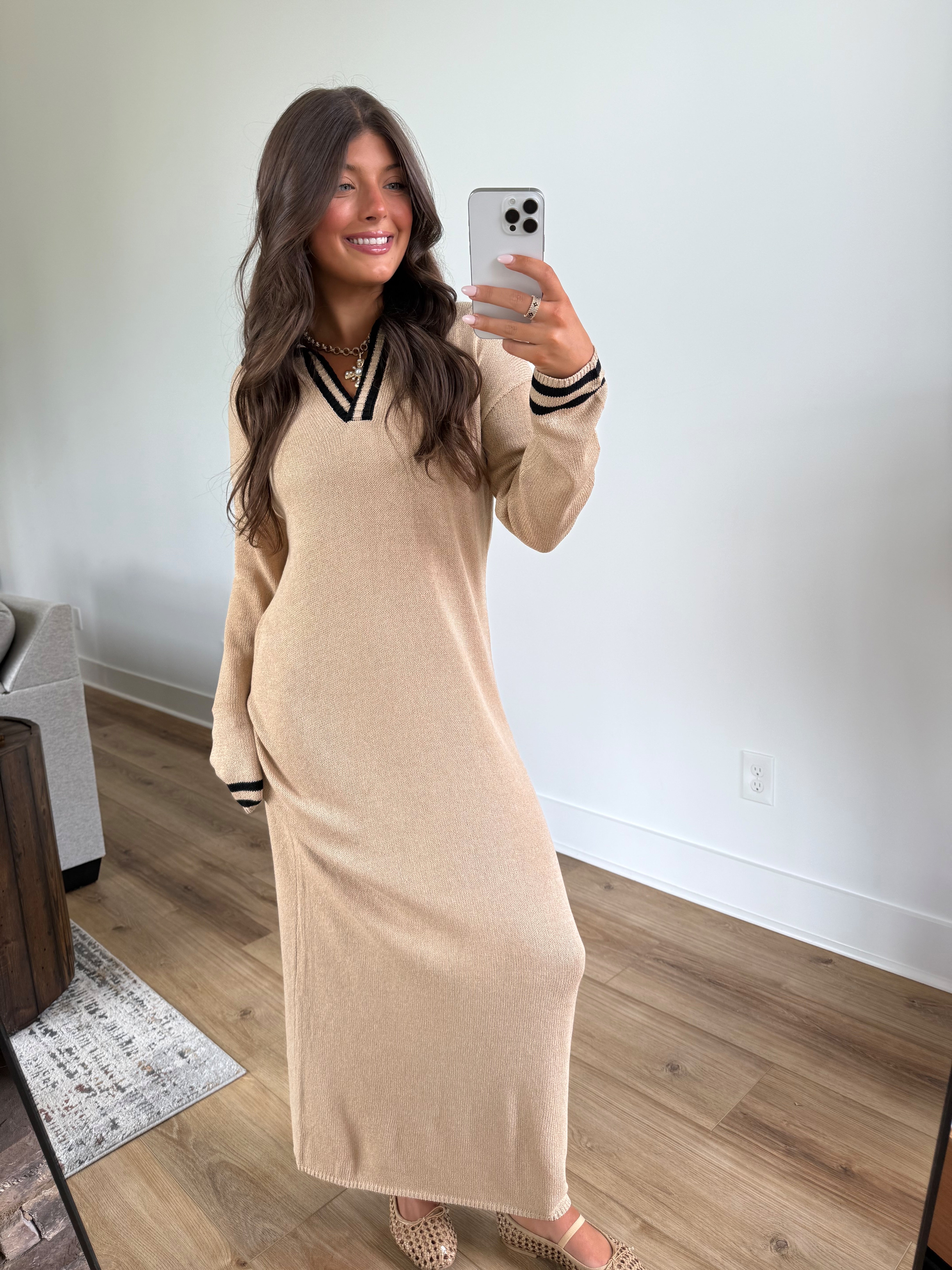 Long Sleeve Polo Sweater Dress