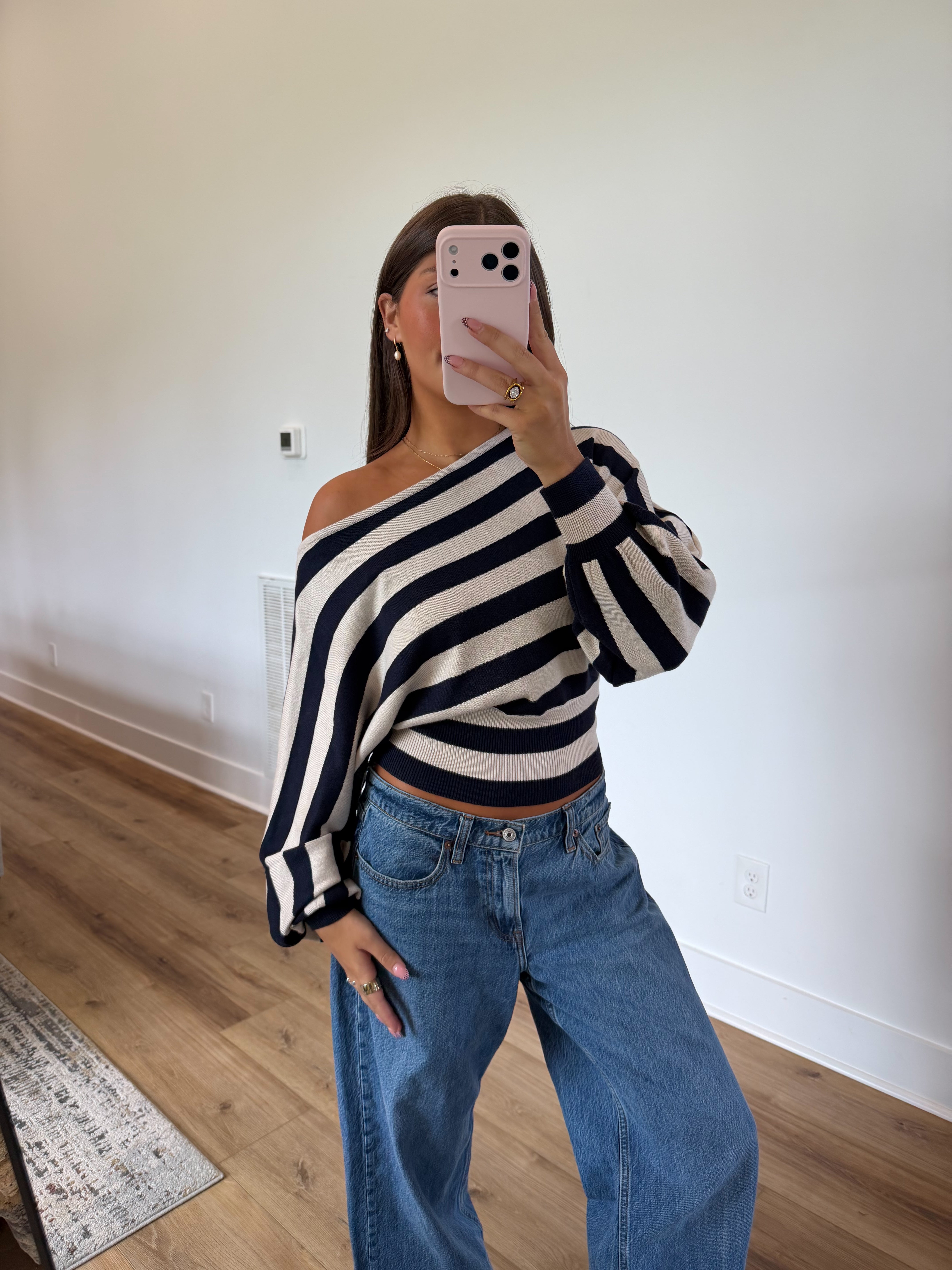 Espresso Stripe Slouch Sweater