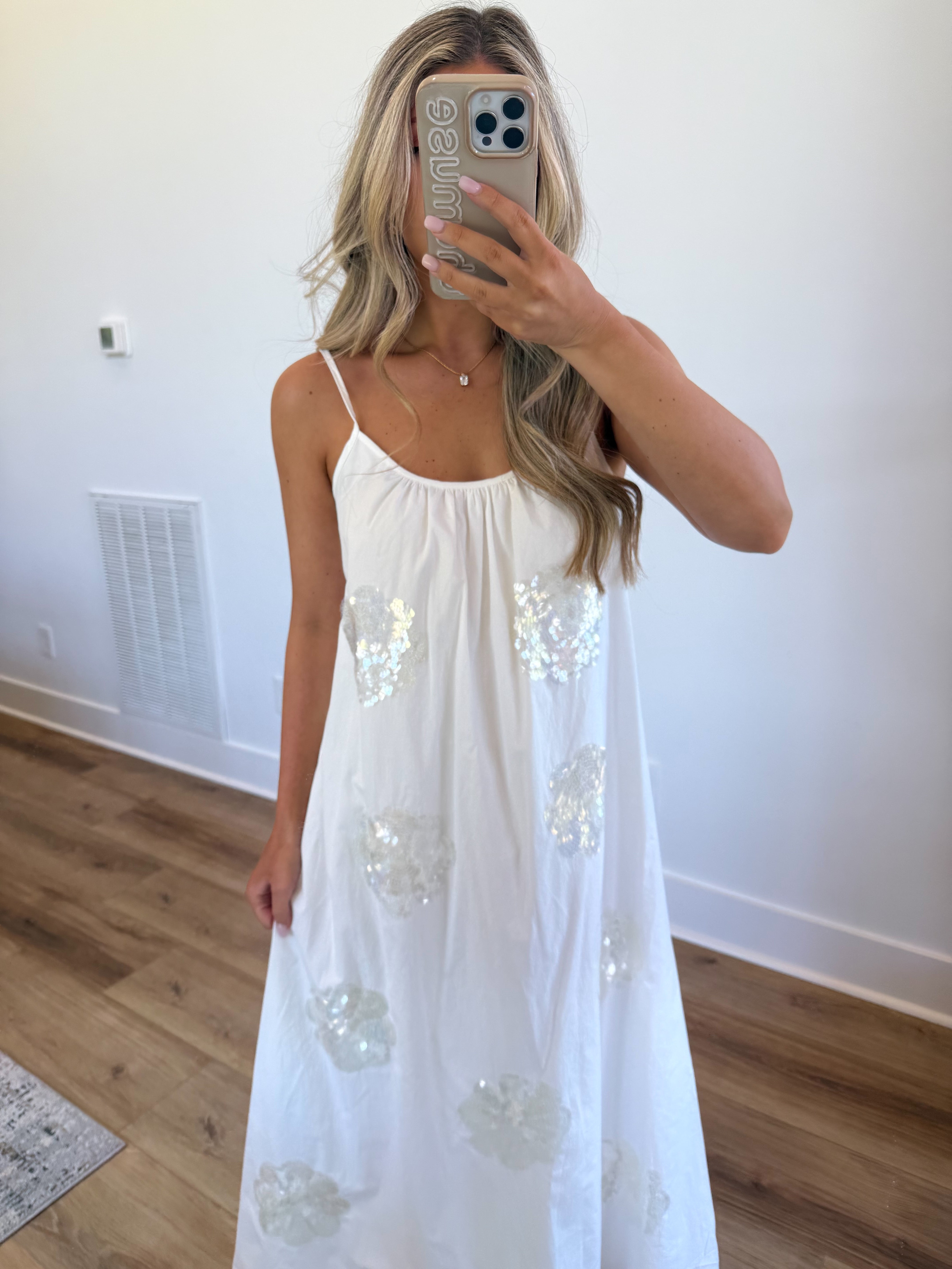 Sequin Floral Midi Dress