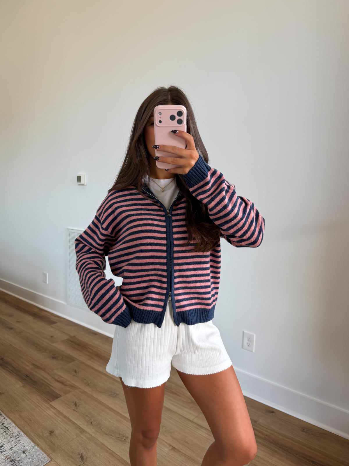 The Maddy Stripe Zip Up (Mixed Berry)