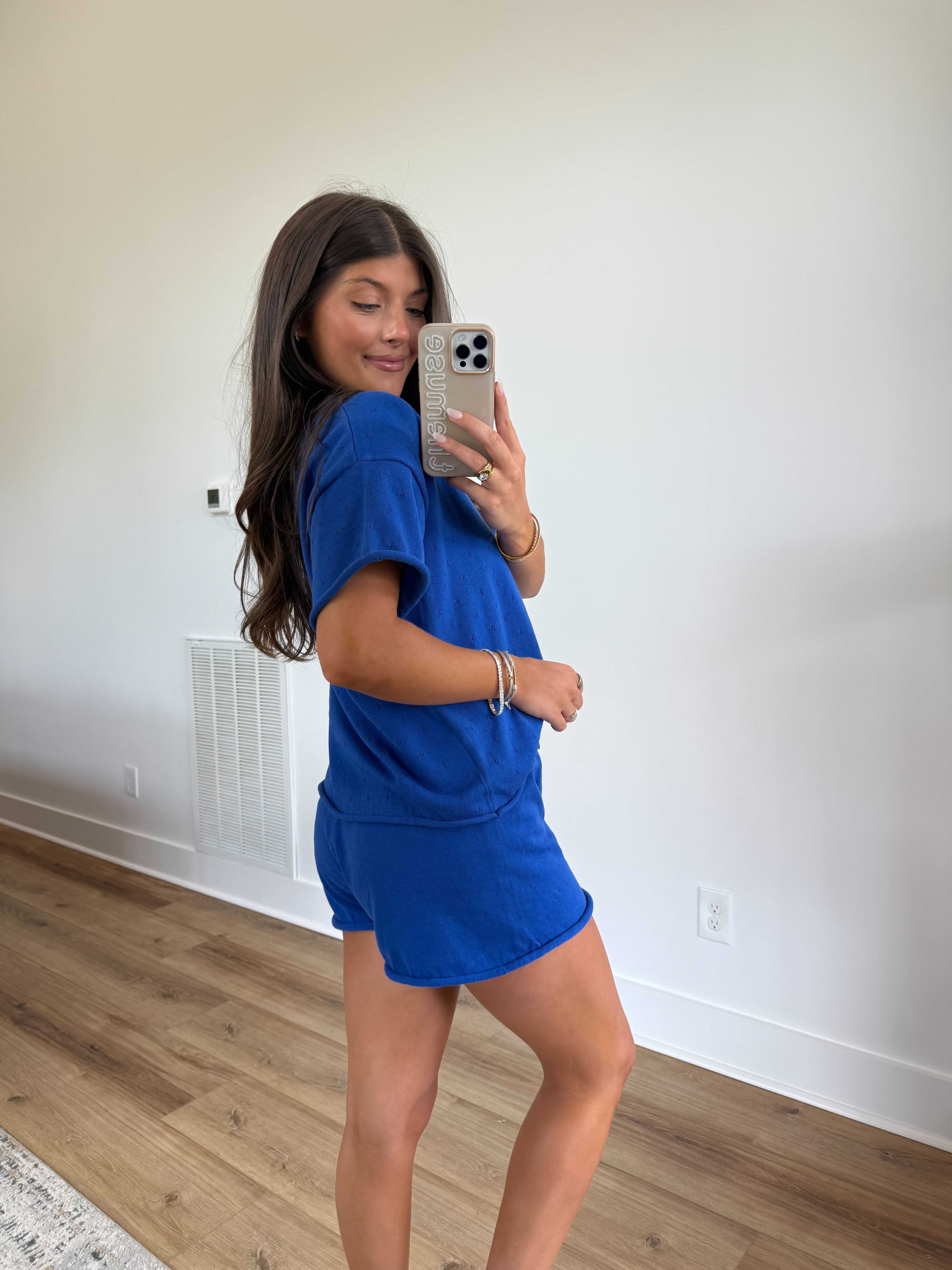 Royal Blue Pointelle Set