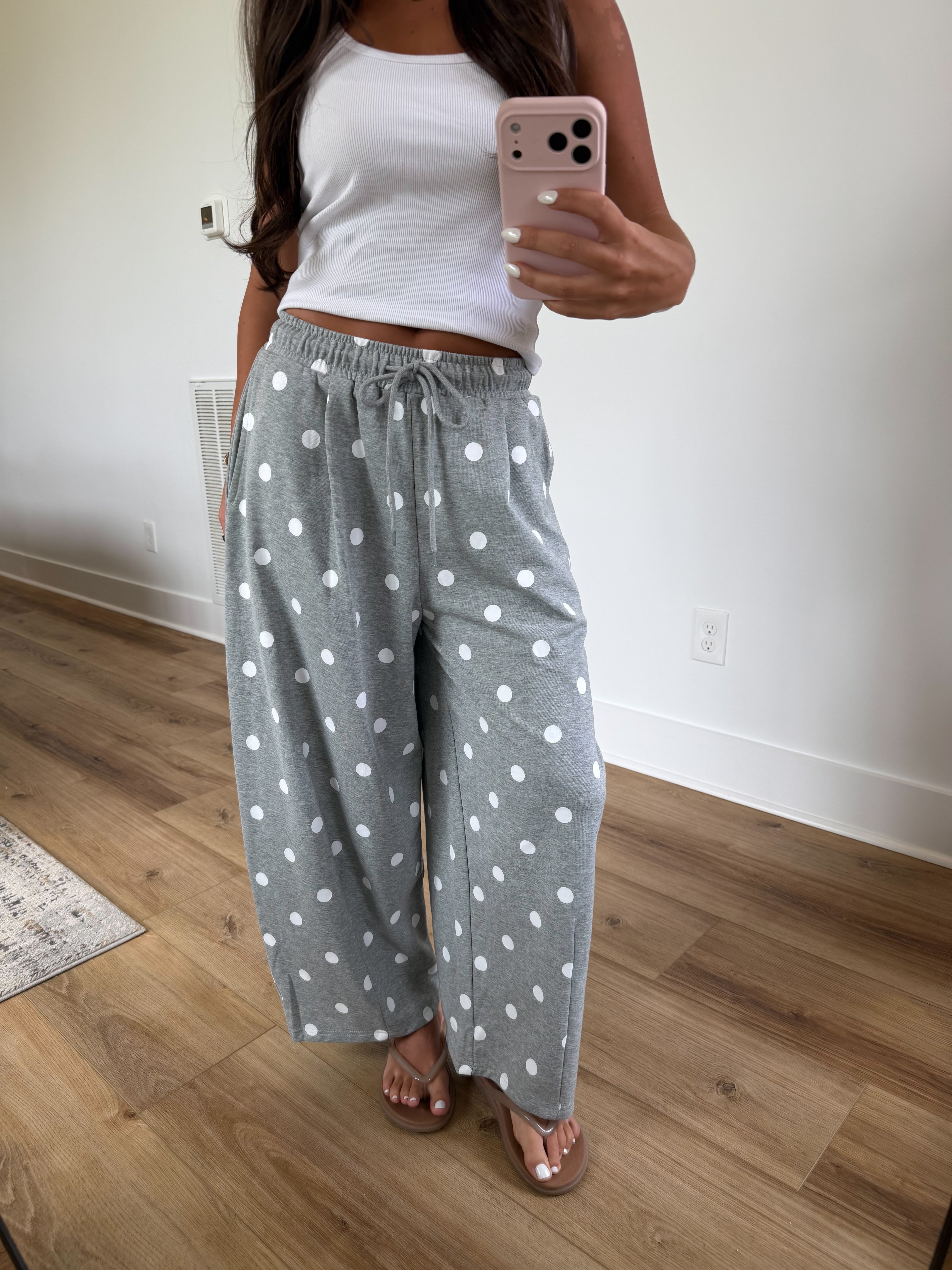 Polka Dot Barrel Sweatpants (Grey)