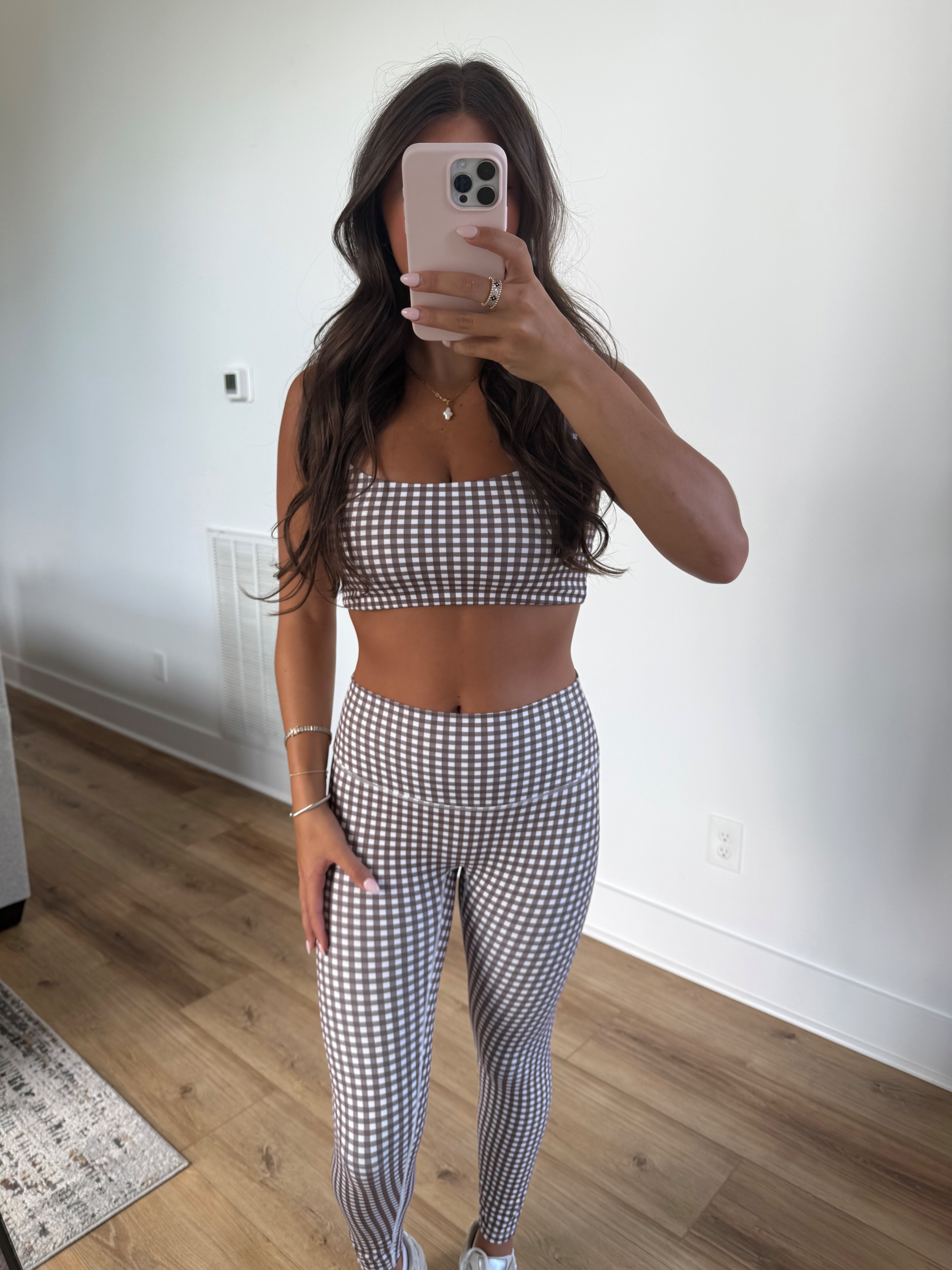 Brown Gingham Scrunched Bra