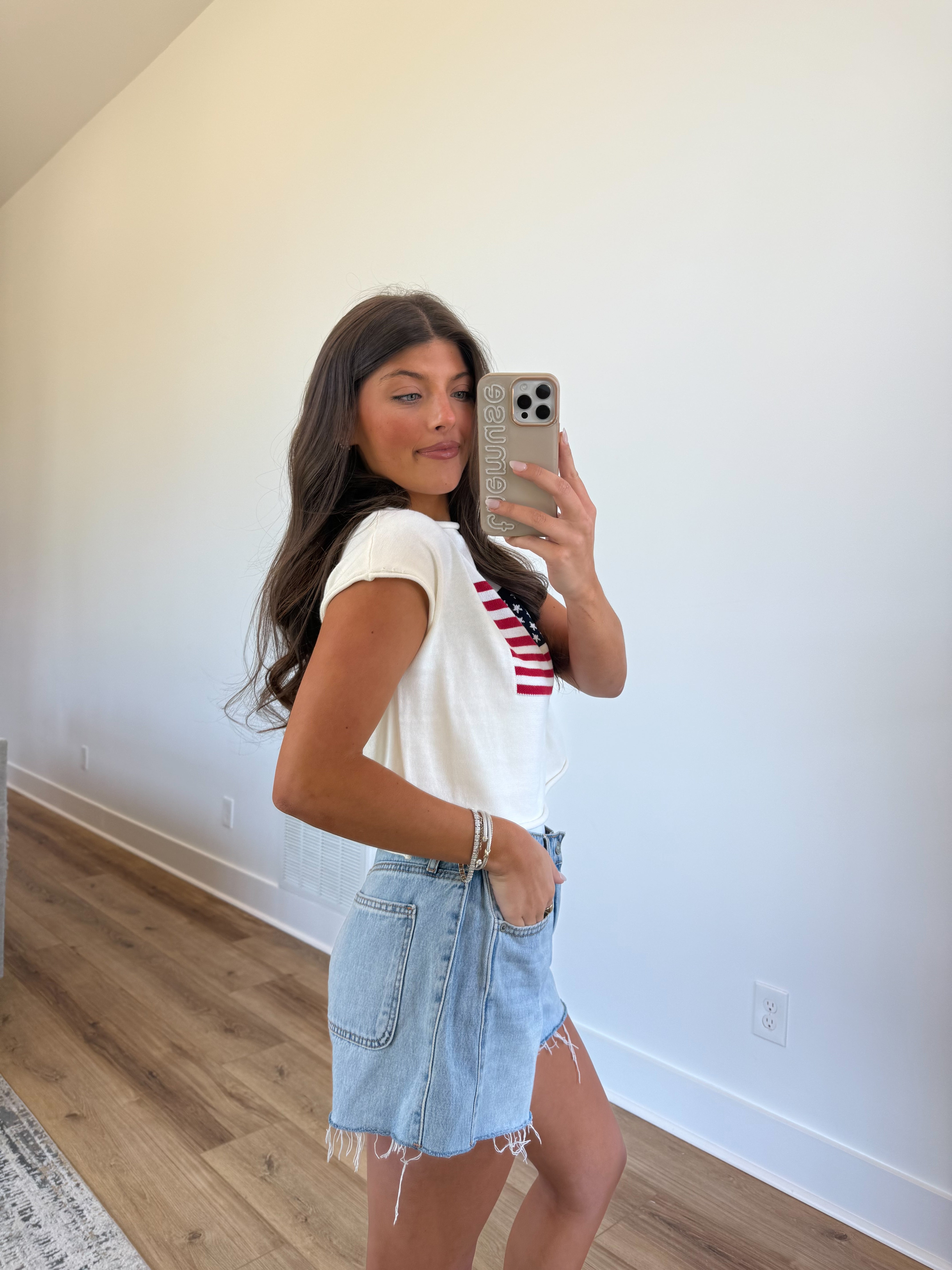 American Flag Cap Sleeve Top