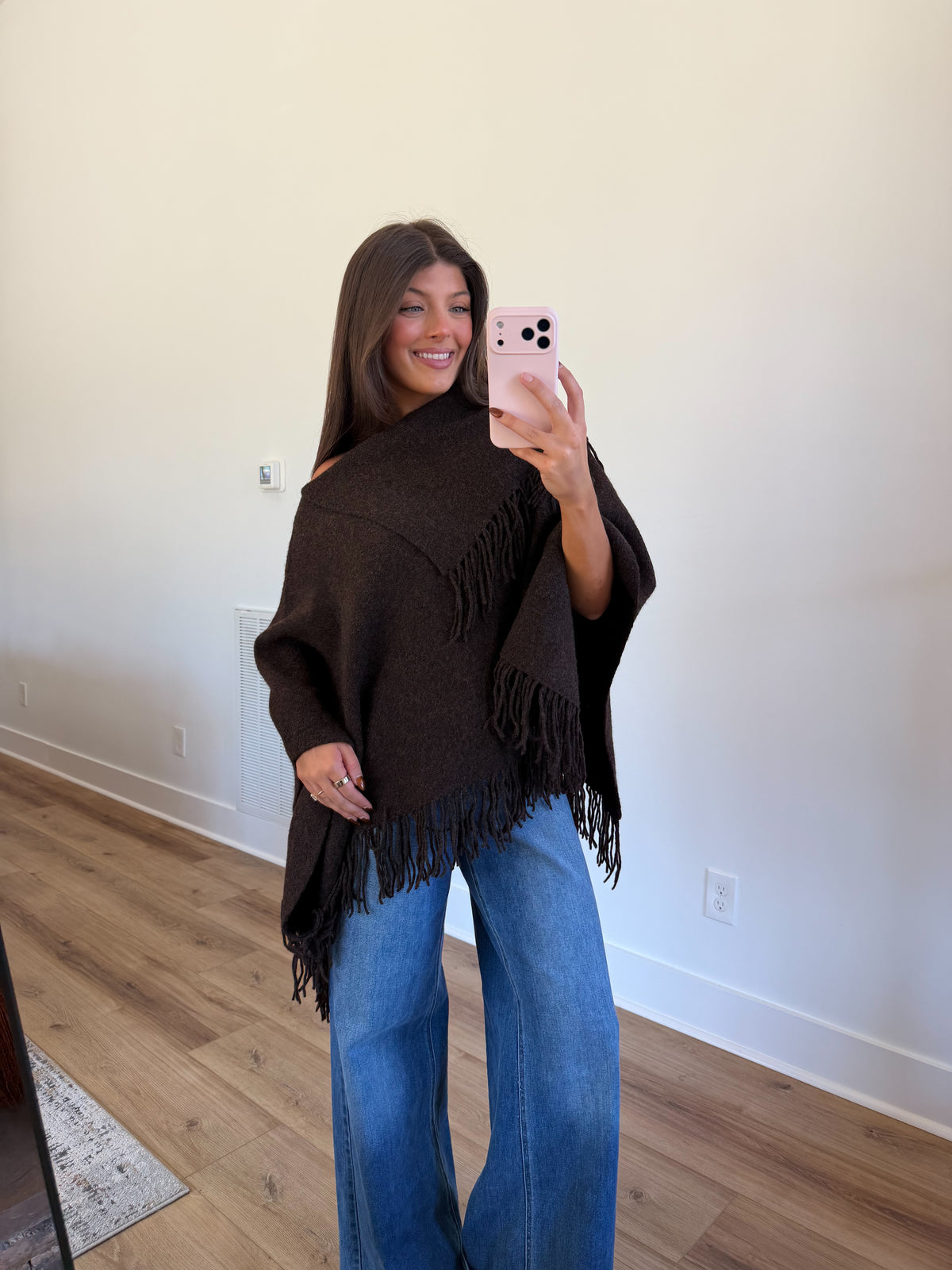 Reece Fringe Poncho (Coffee)