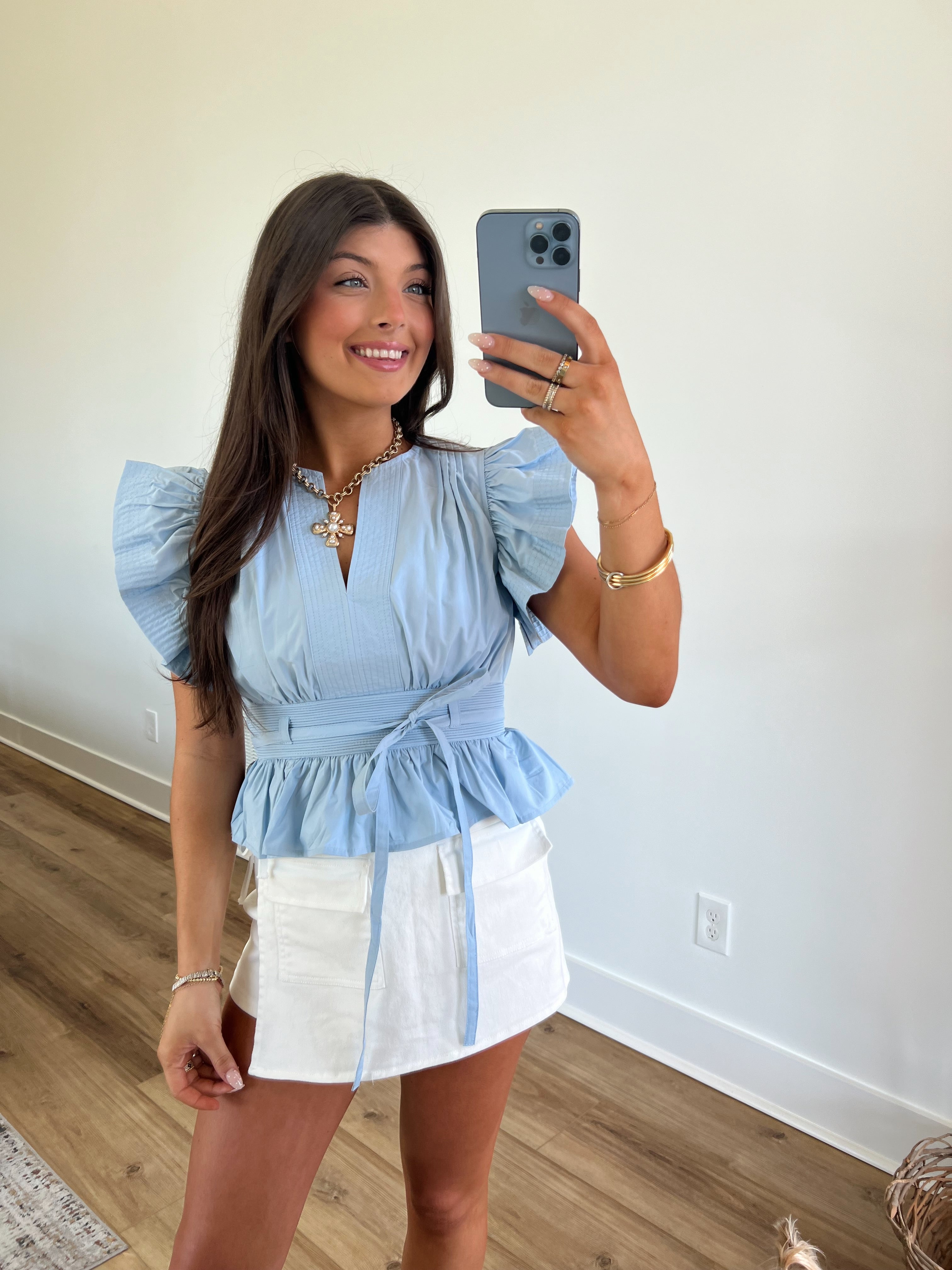 Baby Blue Prosecco Tie Top