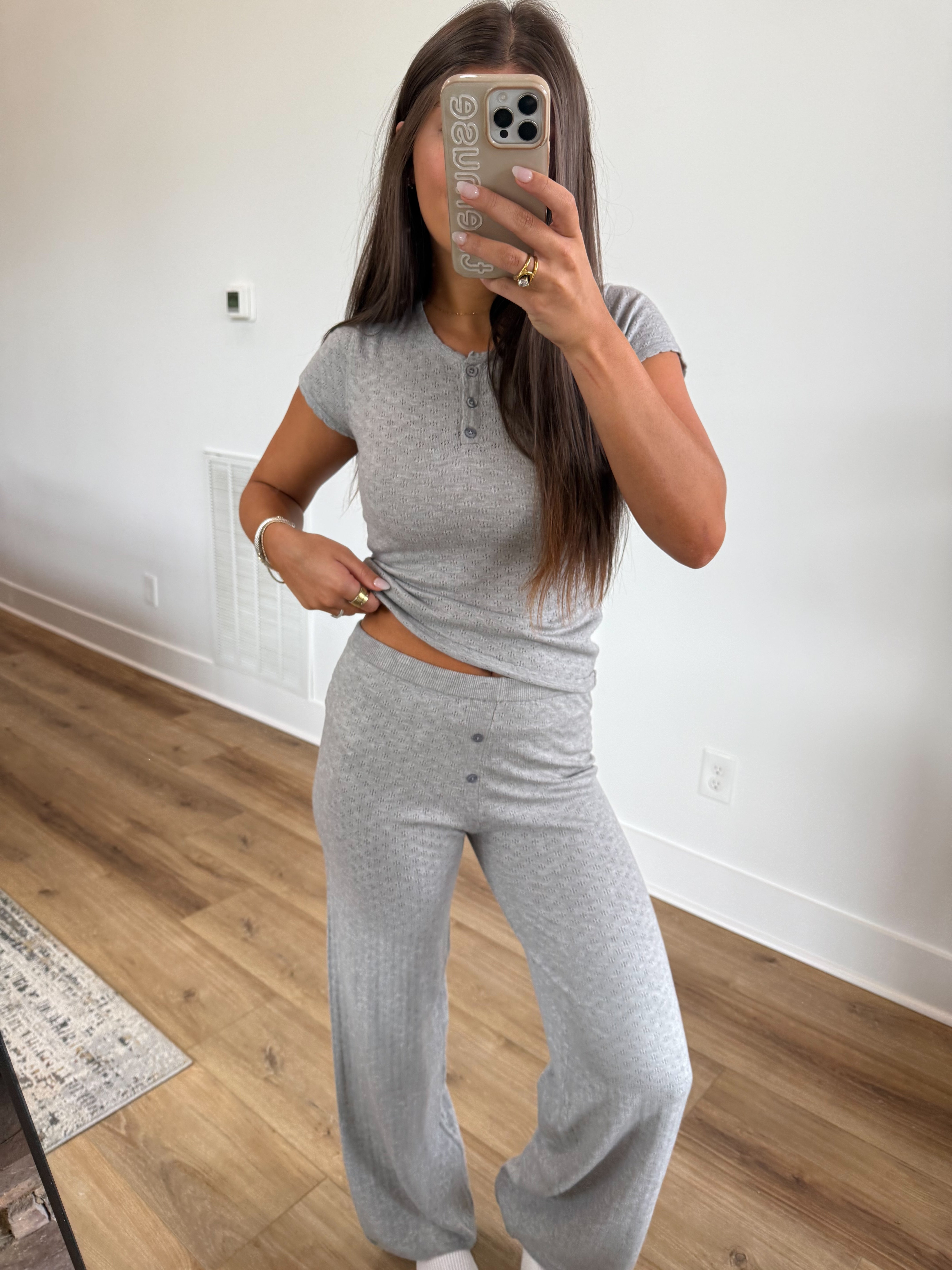 Grey Pointelle Set