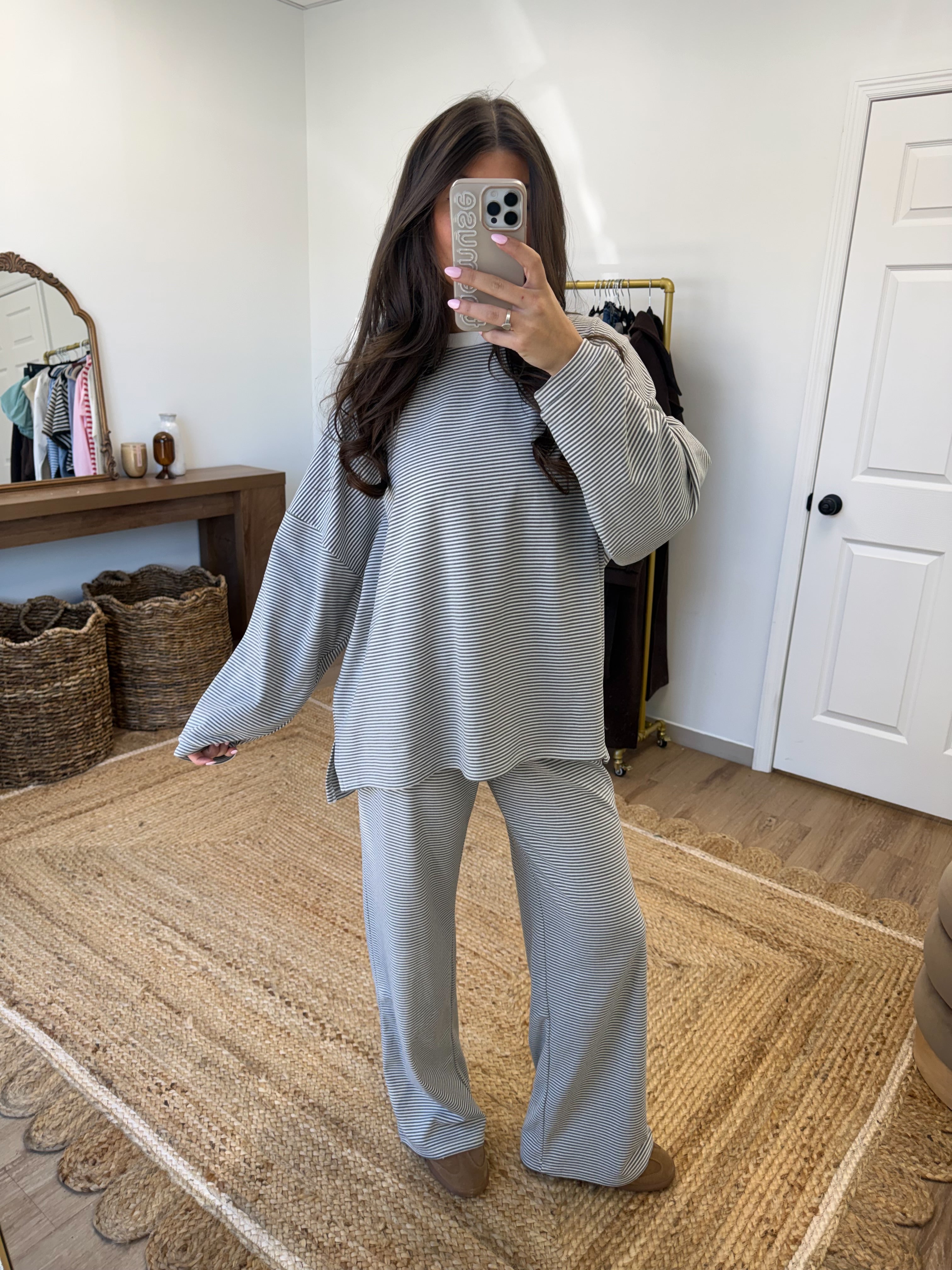 October Fleece BOTTOMS (Grey/Cream)