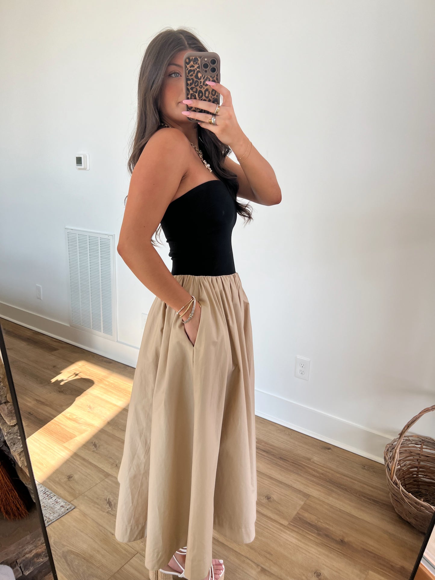 Black/Cream Midi Skirt
