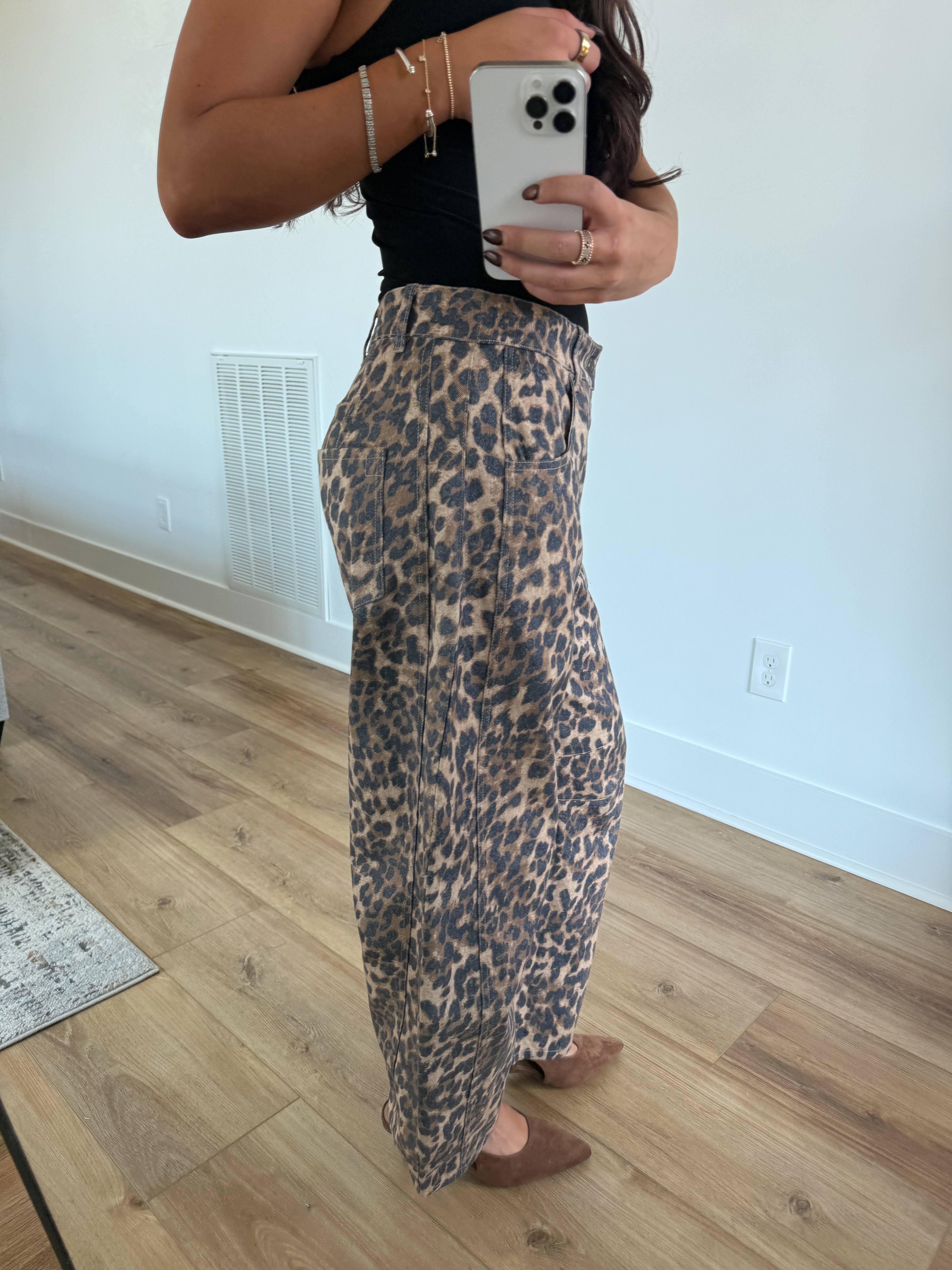 Cheetah Barrel Jeans