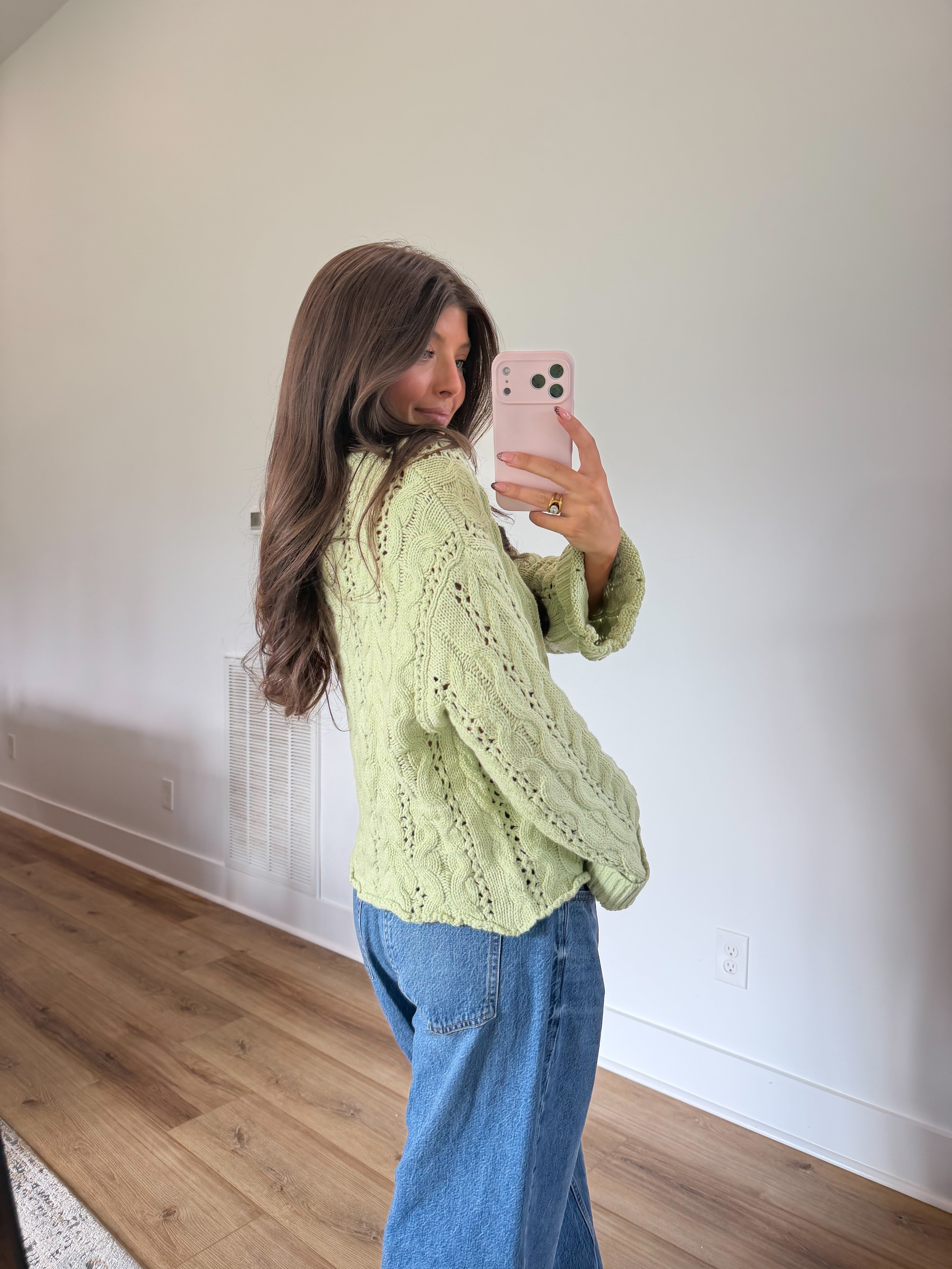 Light Green Cable Knit Sweater