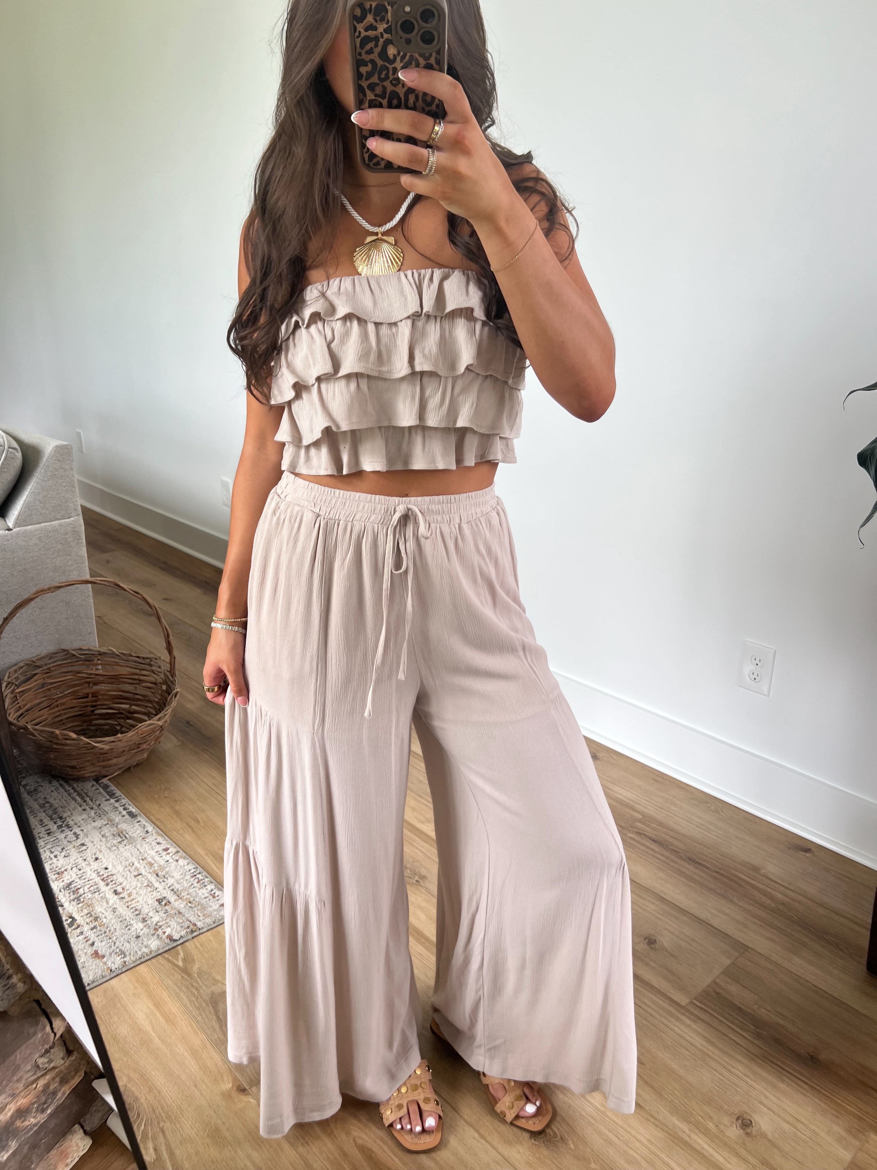 Sand Ruffle Pants Set