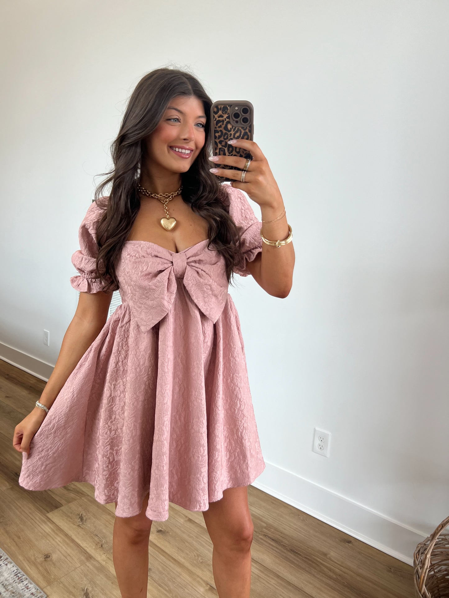 Dusty Pink Baby Doll Bow Dress