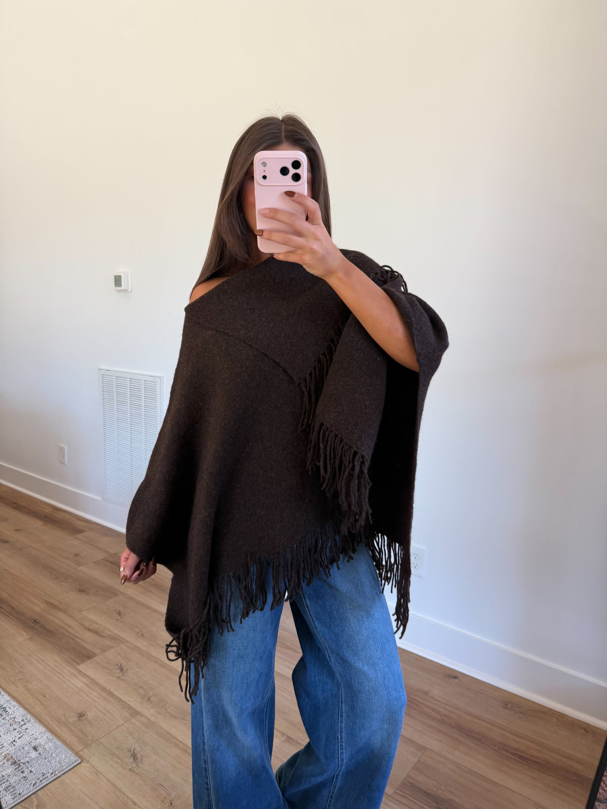 Reece Fringe Poncho (Coffee)