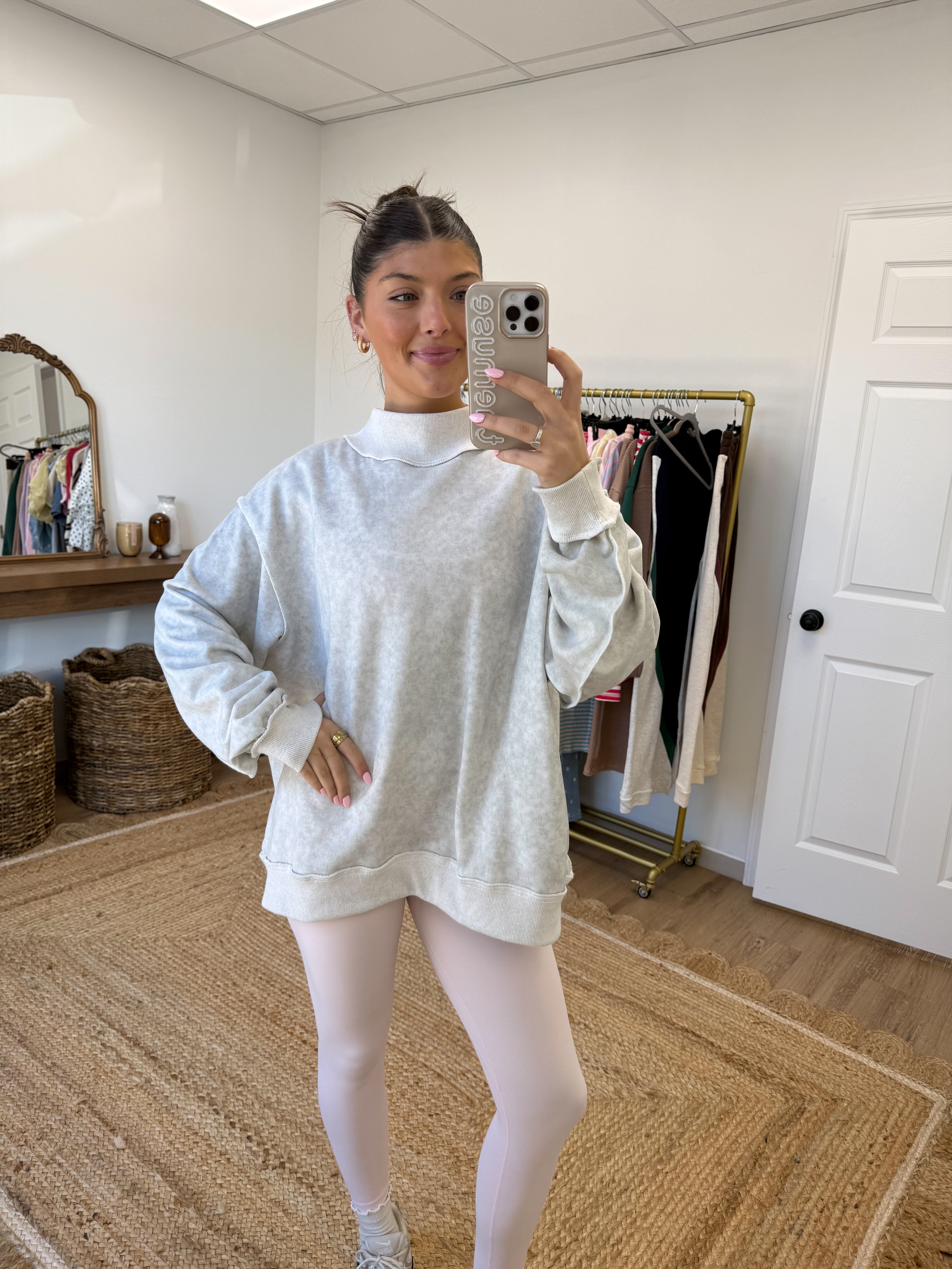 Vintage Wash Grey Mockneck