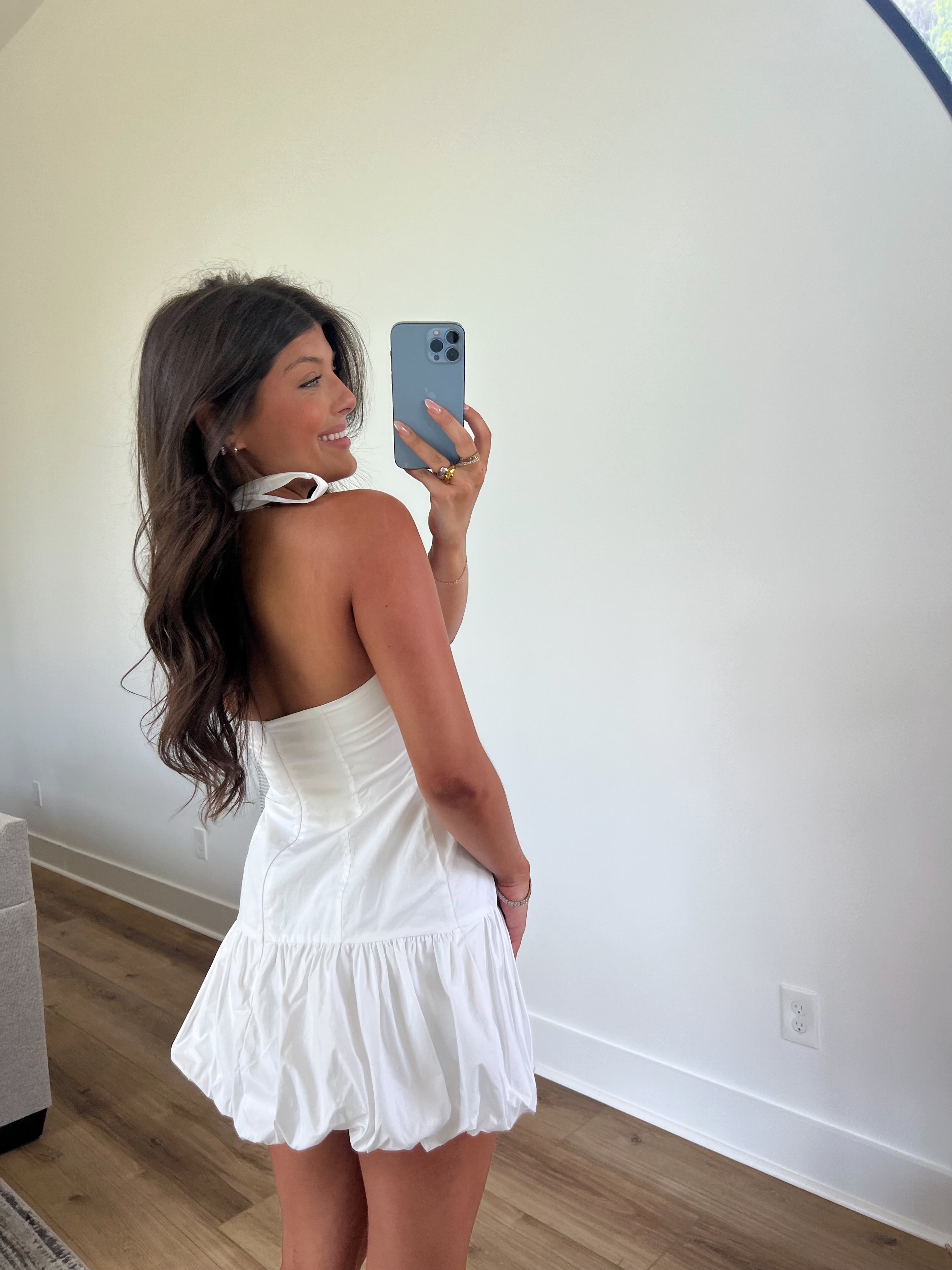 Spring Rose Mini Dress (White)