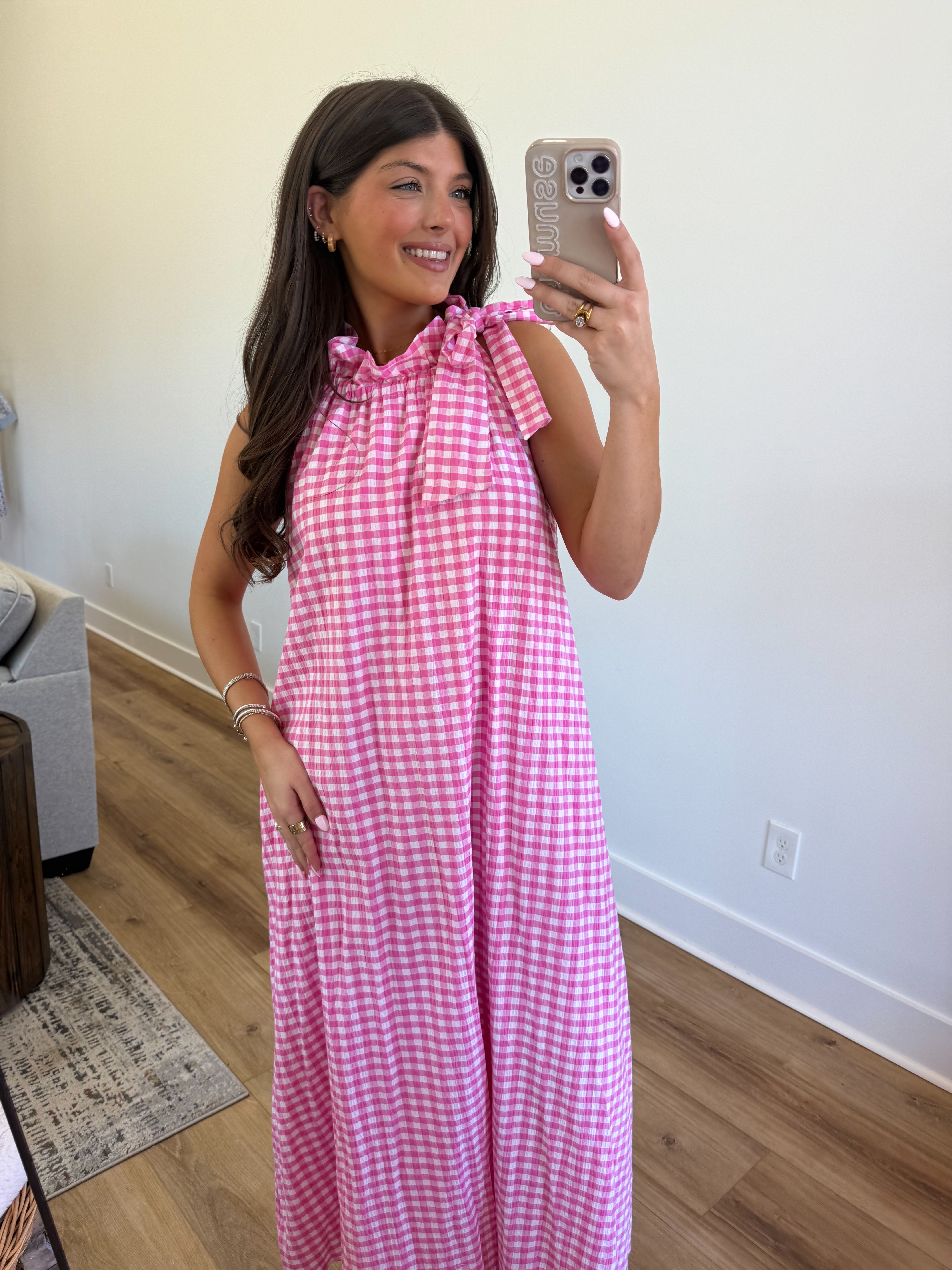 The Pink Gingham Maxi