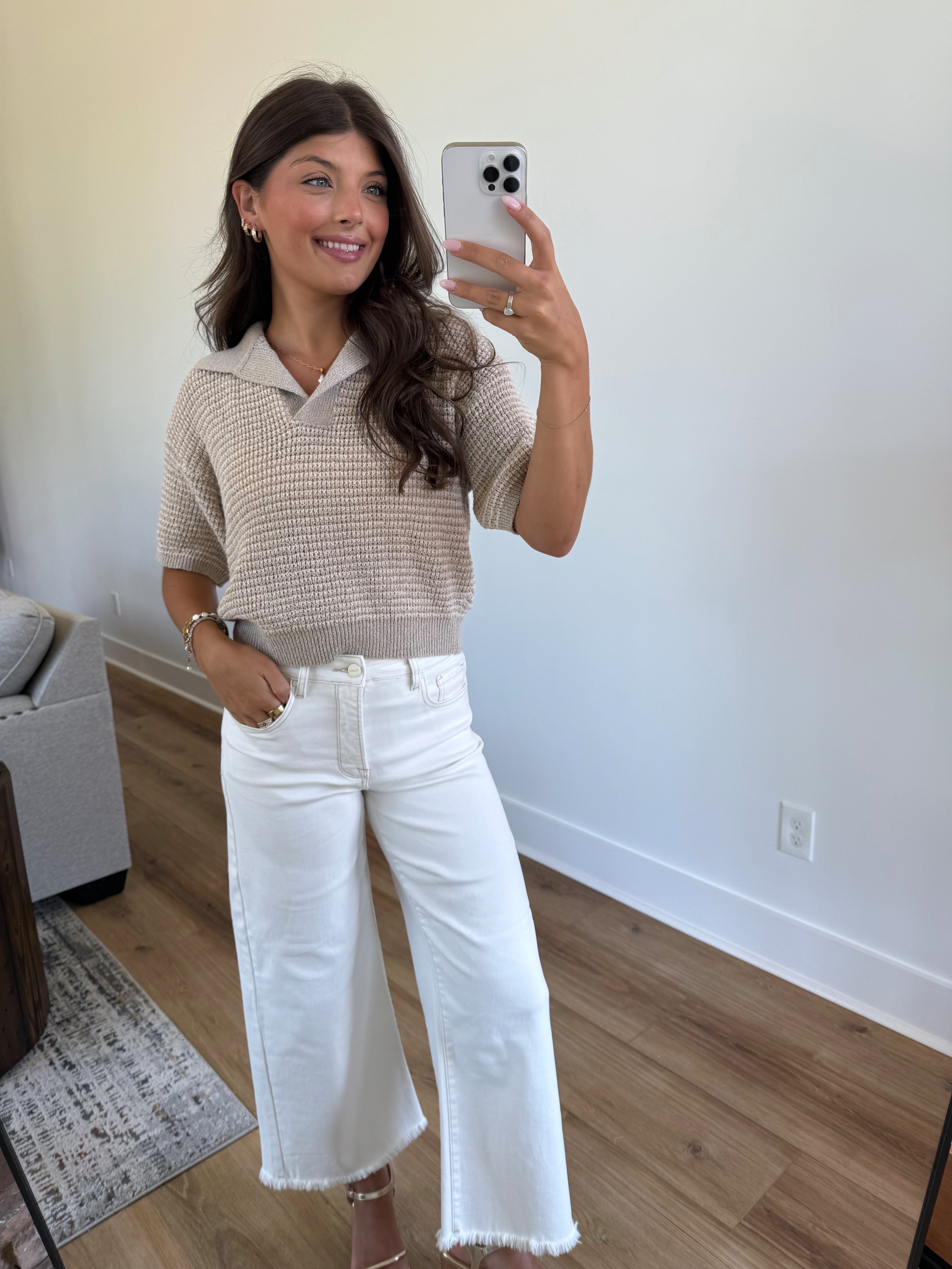 High Rise Crop Wide Pants
