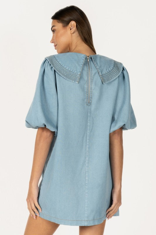 Denim Collar Mini Dress