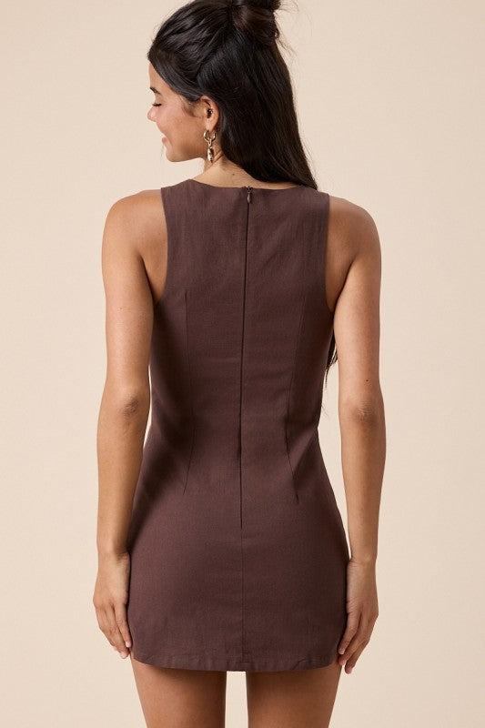 Brown Boatneck Romper