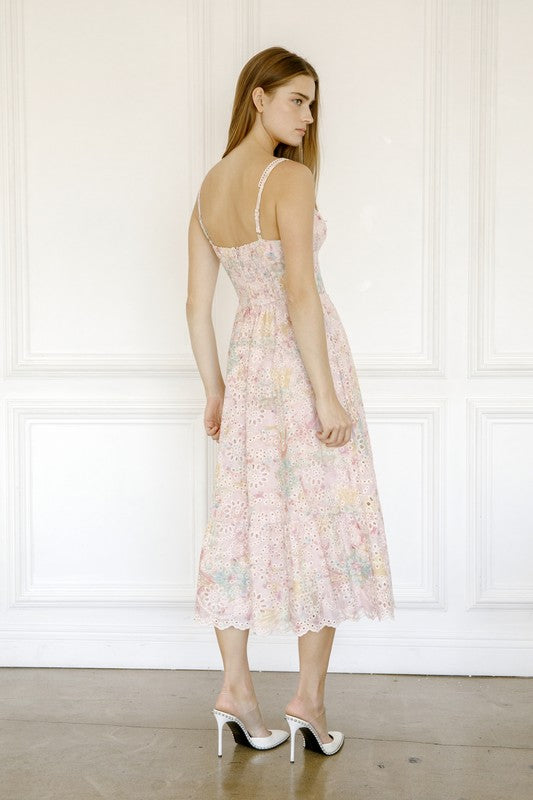 Pastel Eyelet Midi Dress