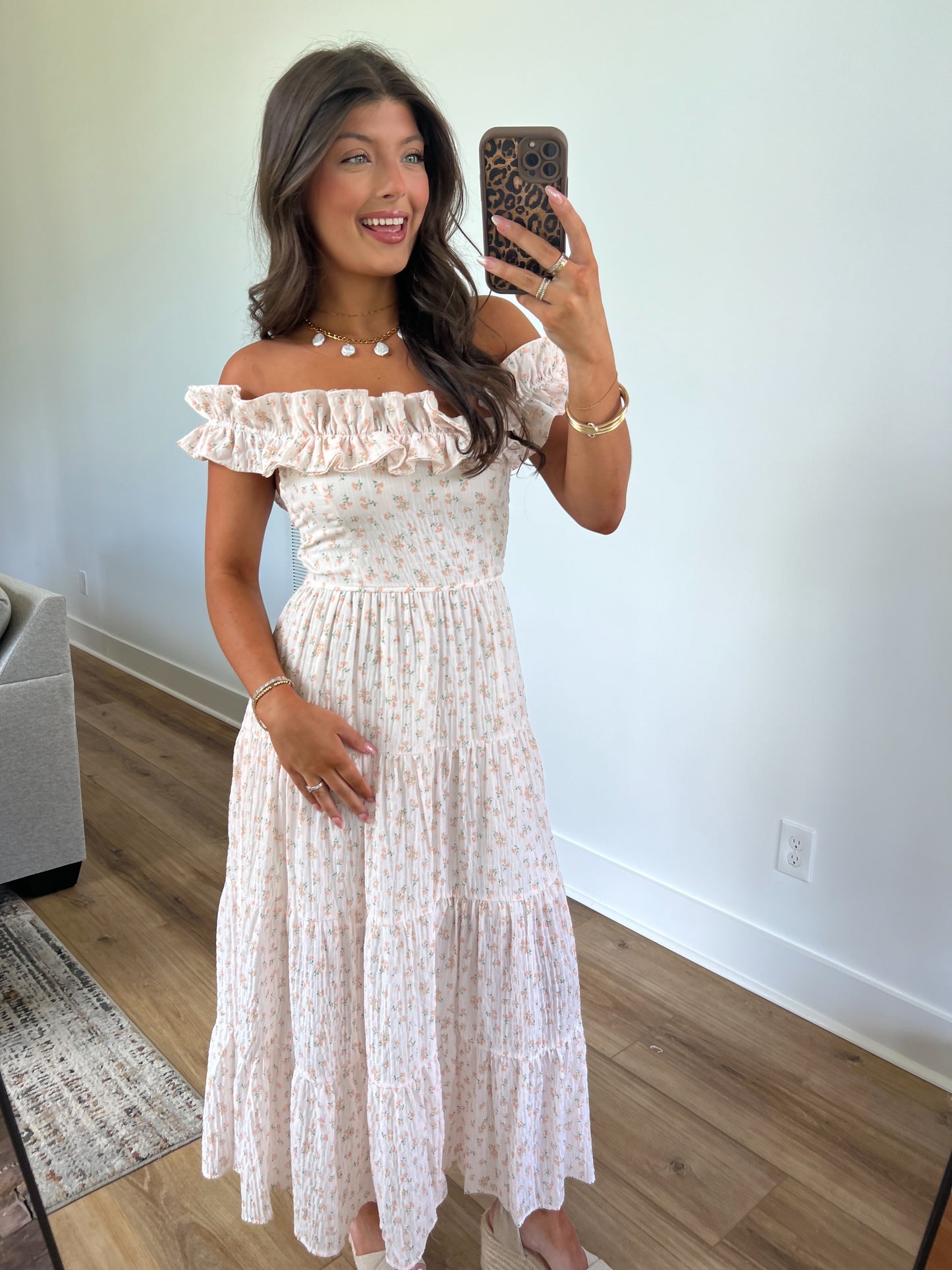 Peach Serenity Floral Maxi Dress