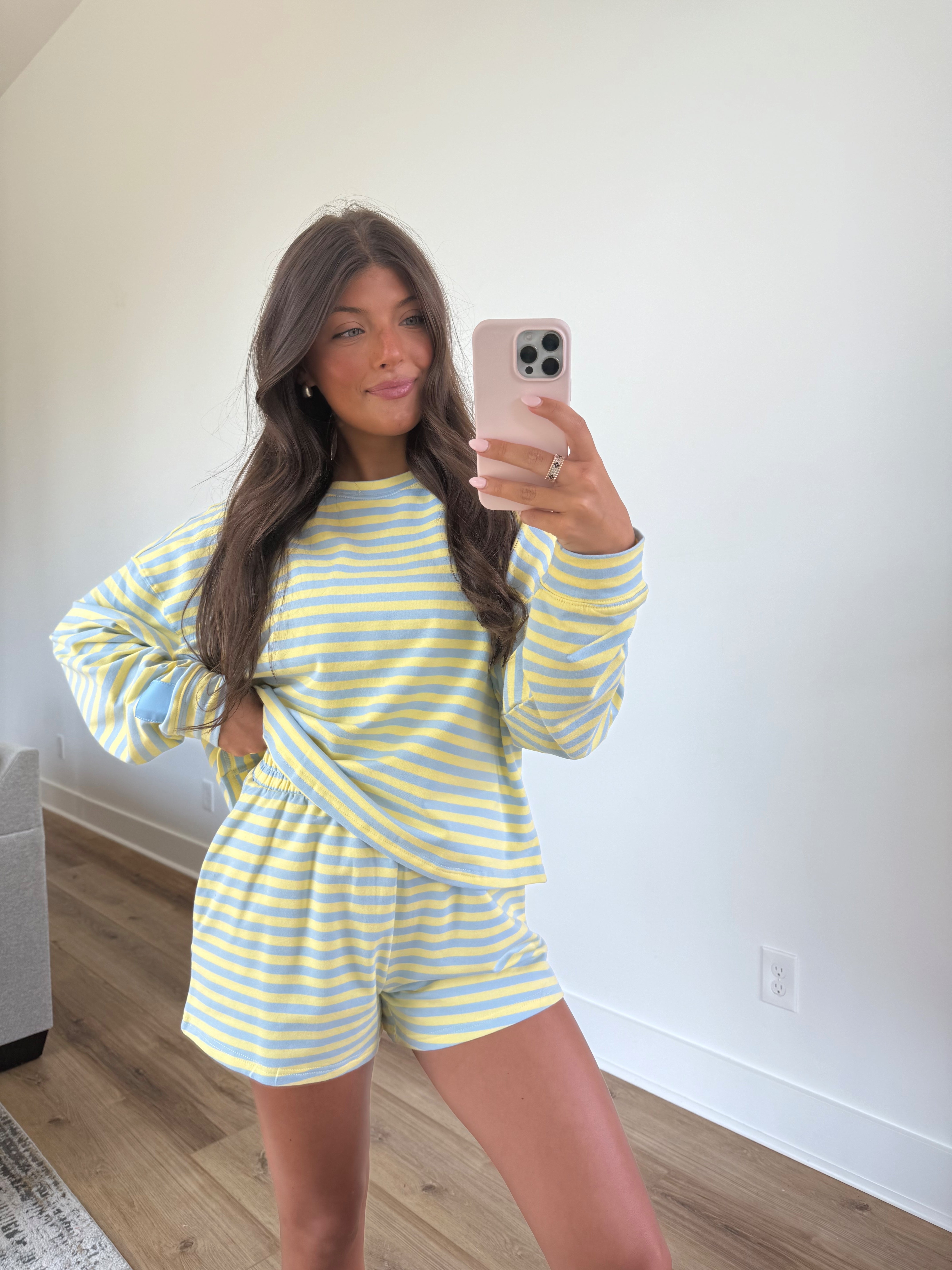 Blueberry Lemon Stripe Shorts Set