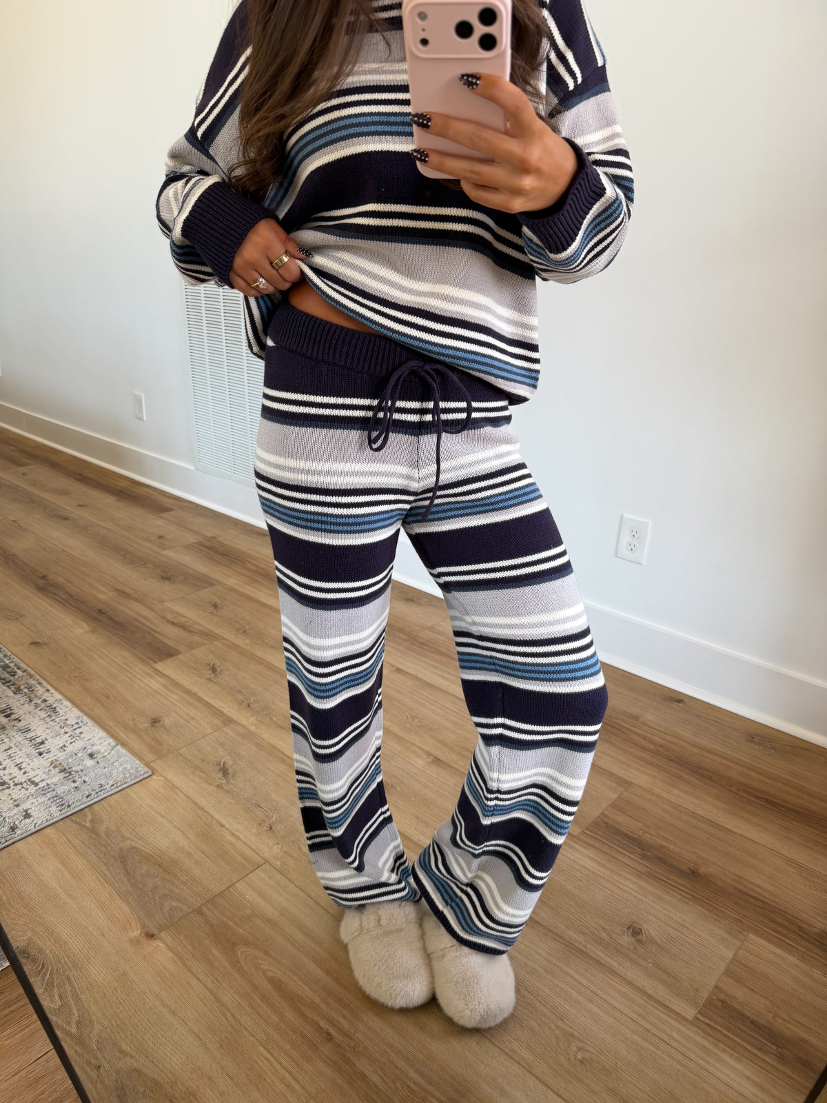 Mixed Stripe Knit Set (Navy Multi)