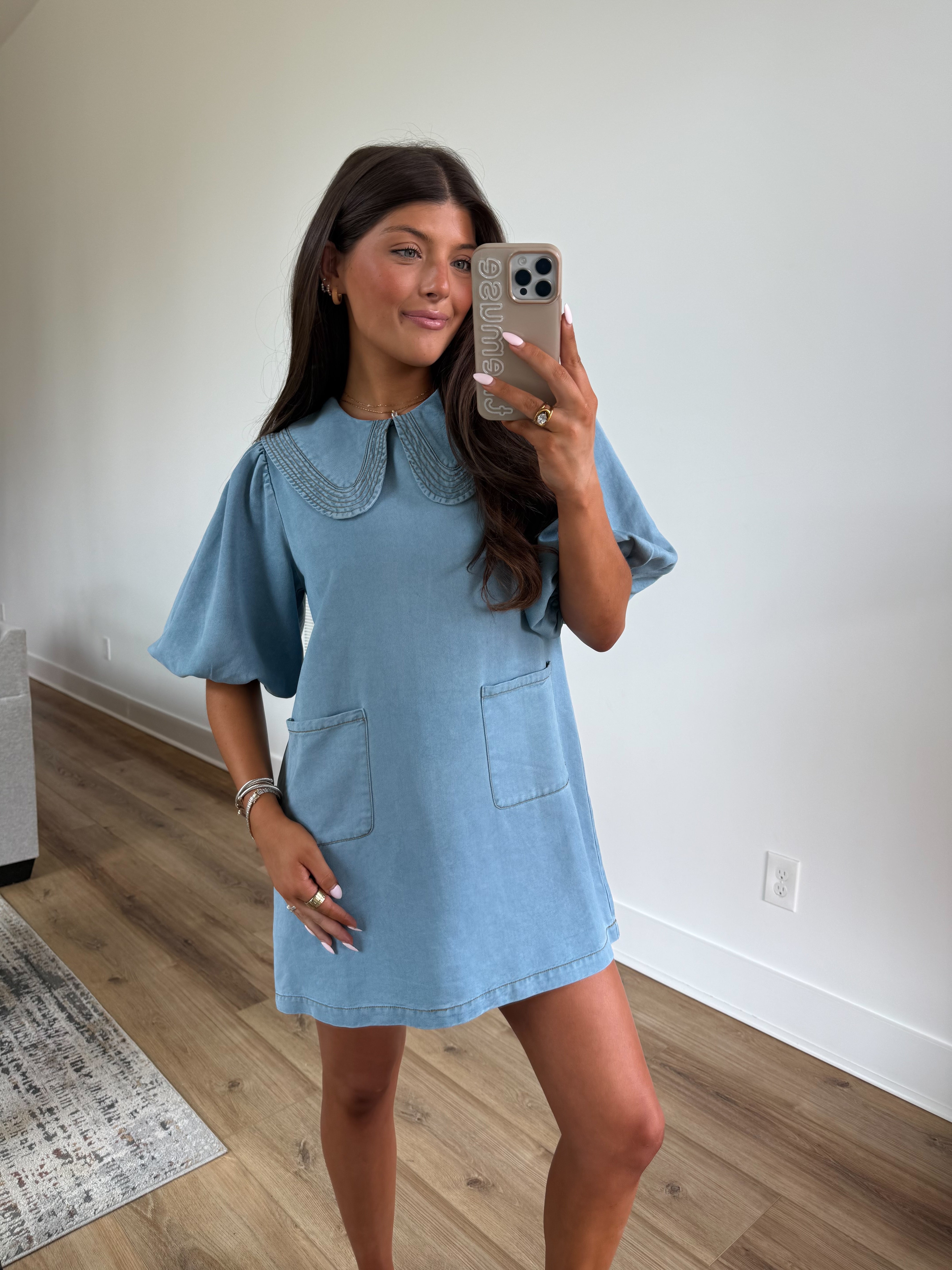 Denim Collar Mini Dress