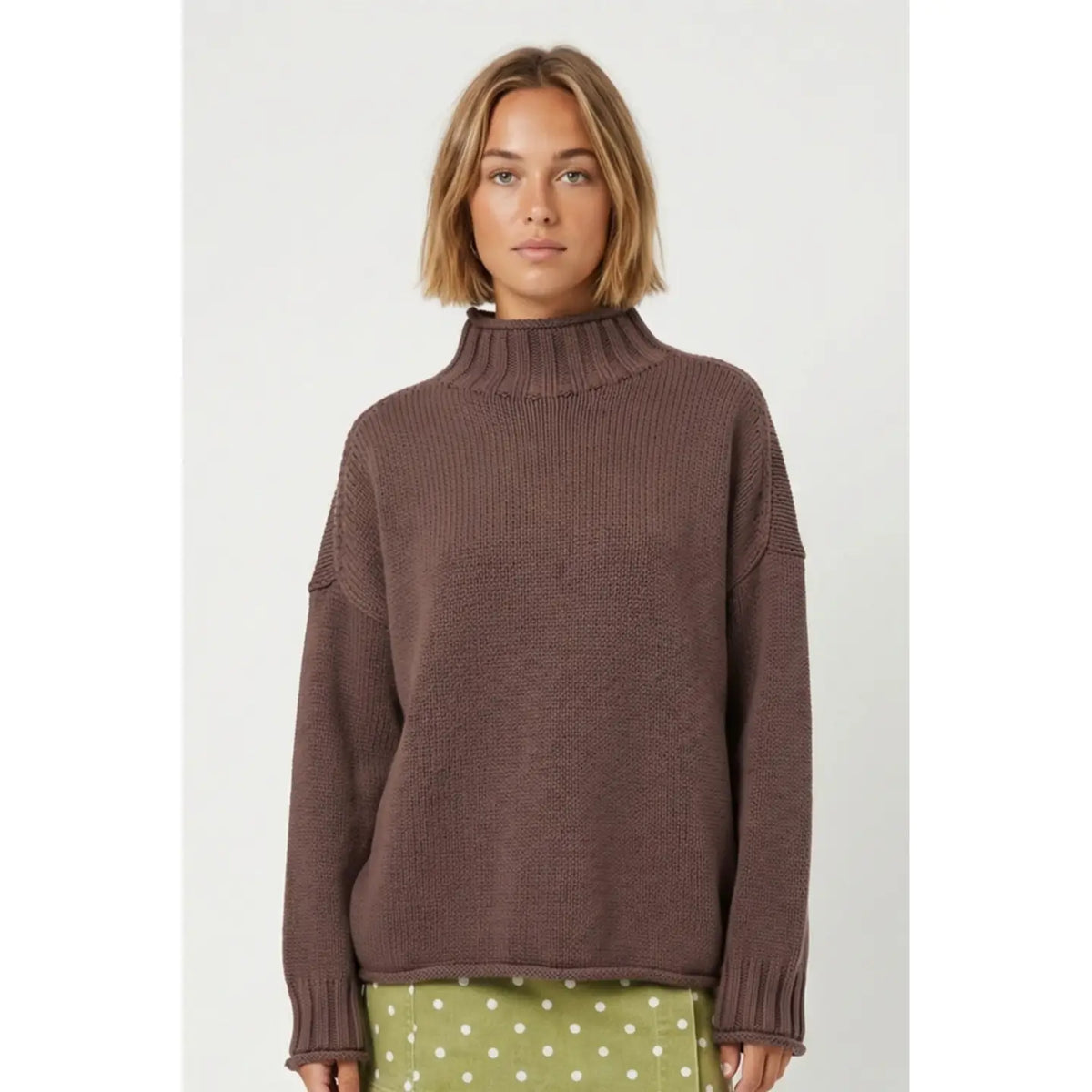 Chocolate Mock Neck Sweater