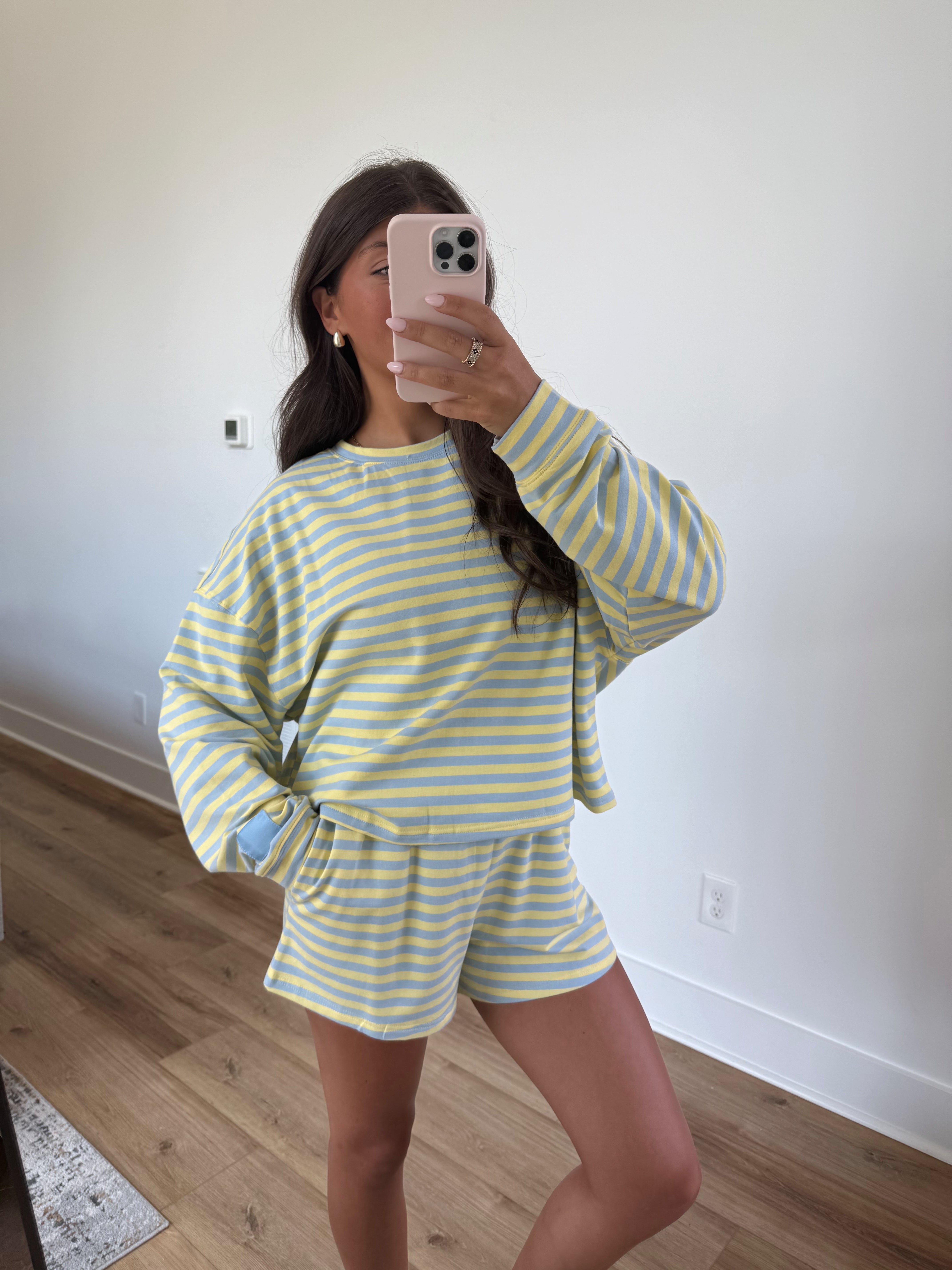Blueberry Lemon Stripe Shorts Set