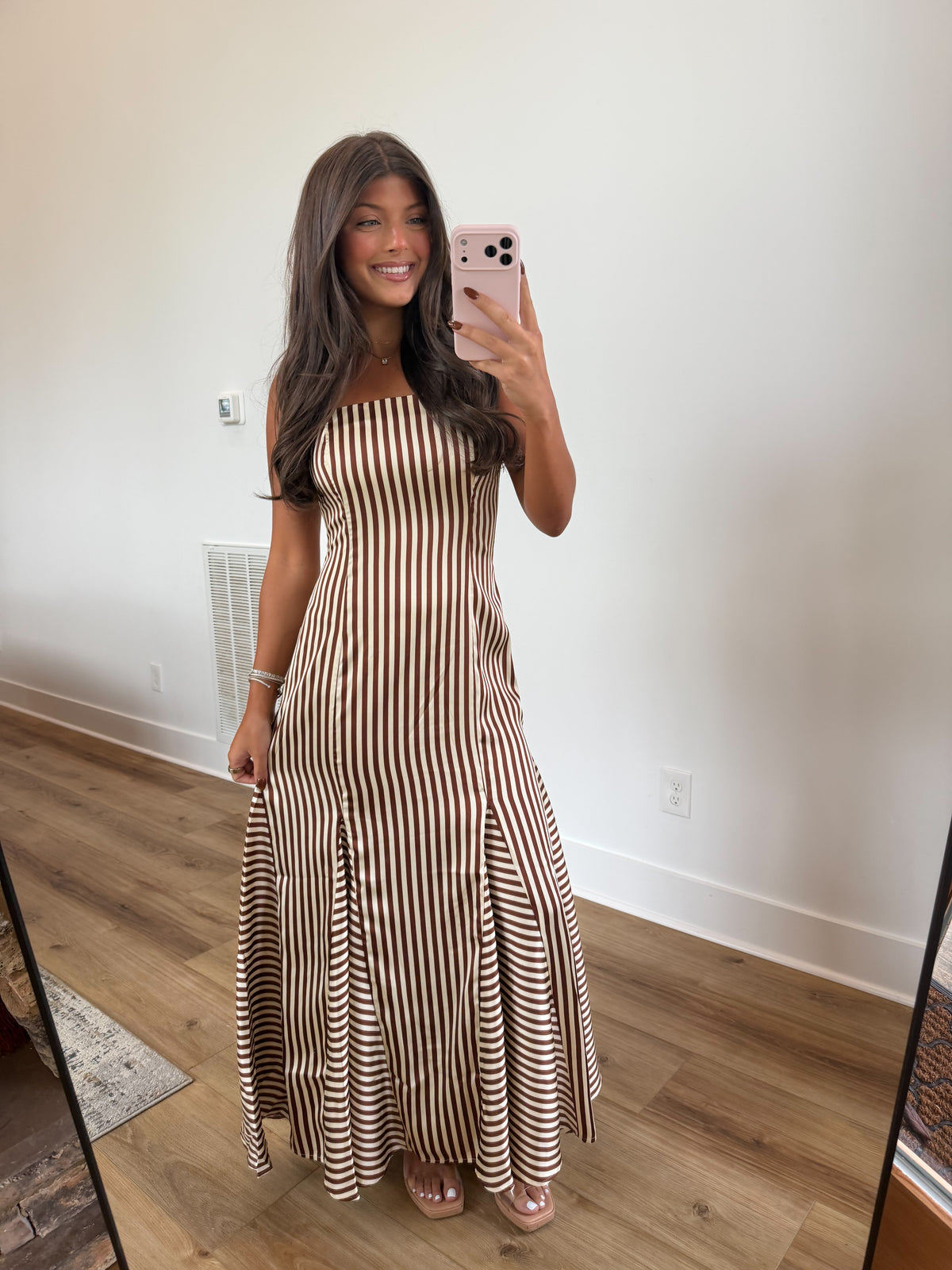 Satin Stripe Maxi Dress