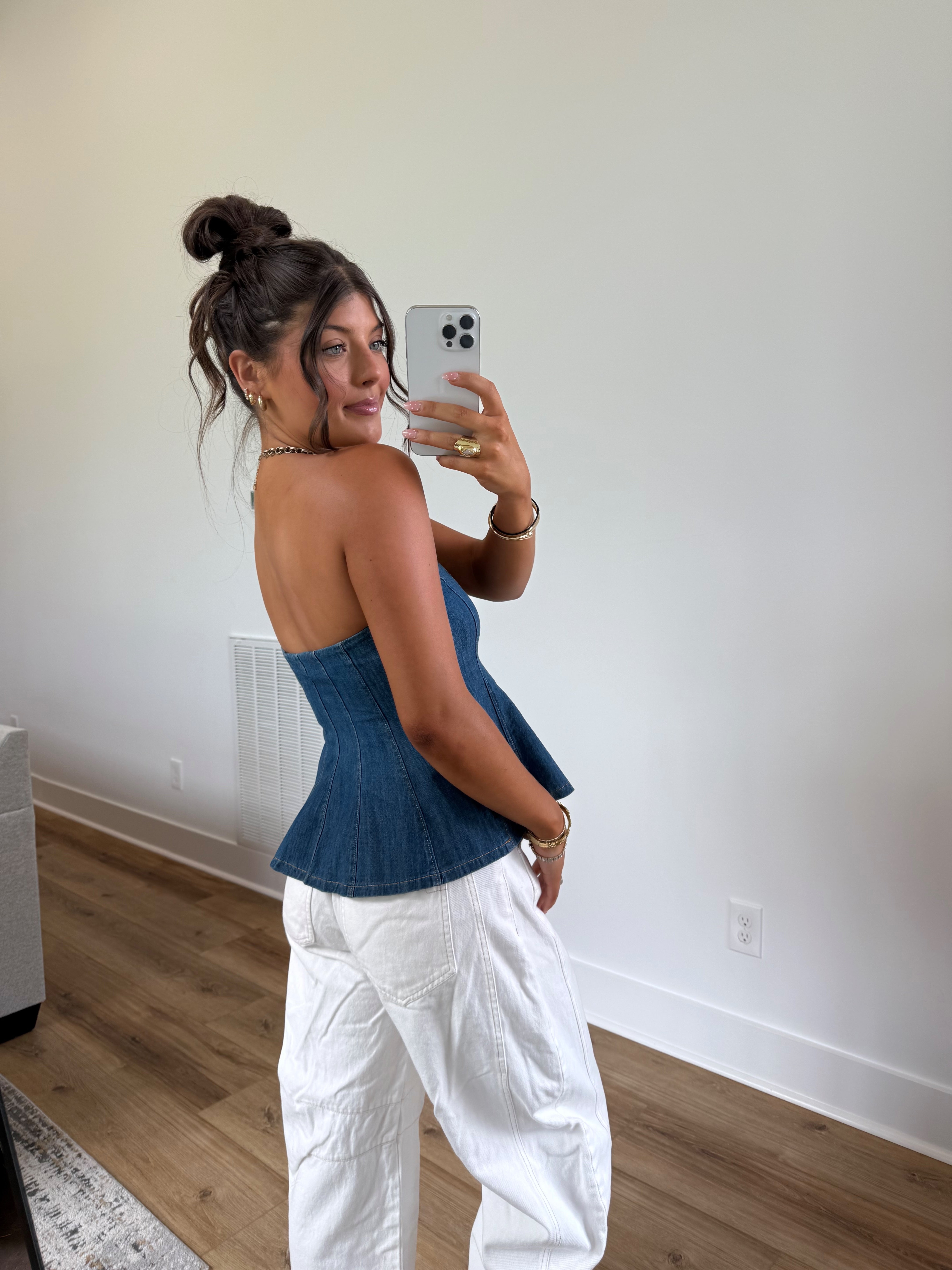 Denim Flare Tube Top