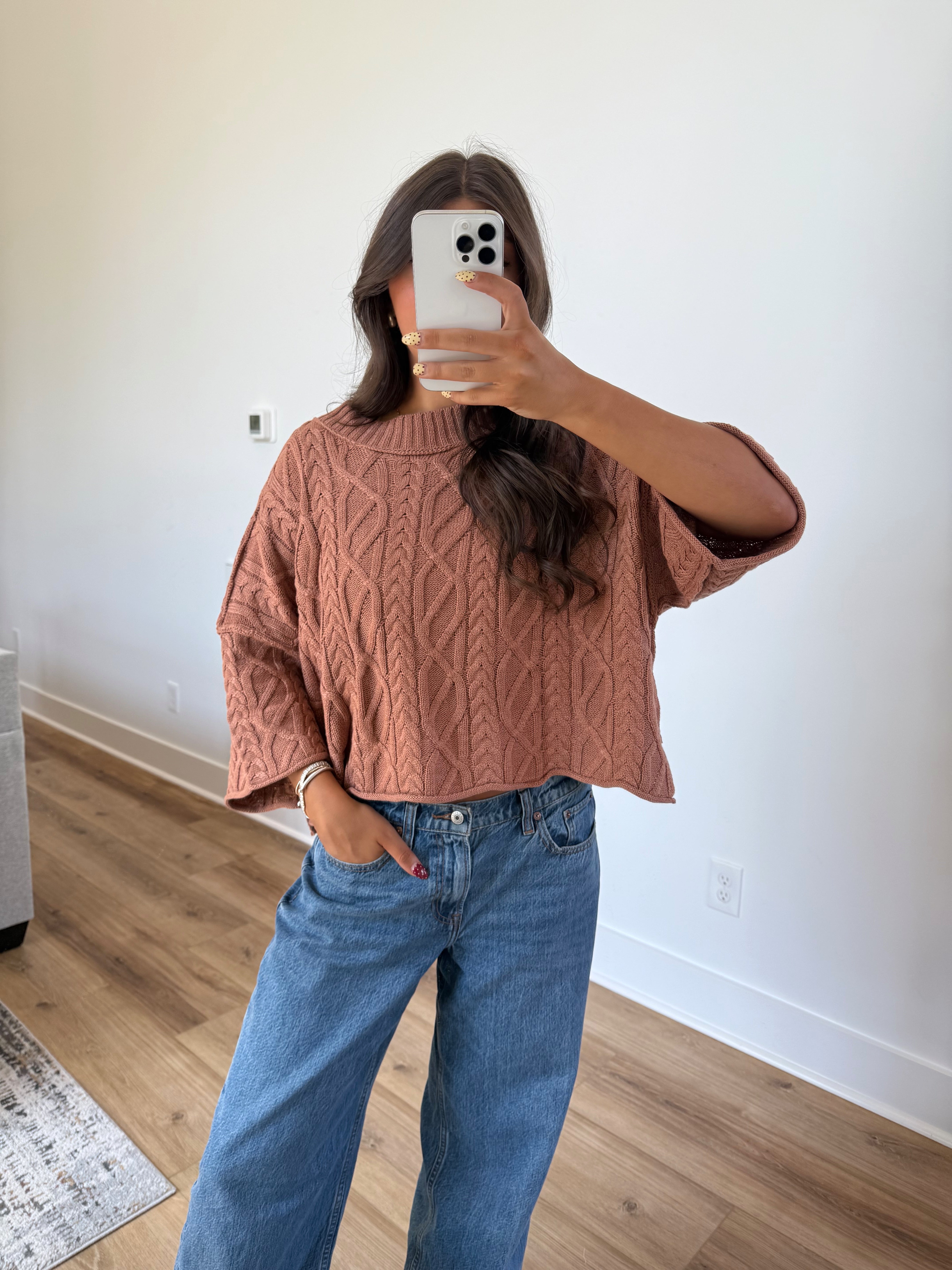 Brown Cable Knit Sweater