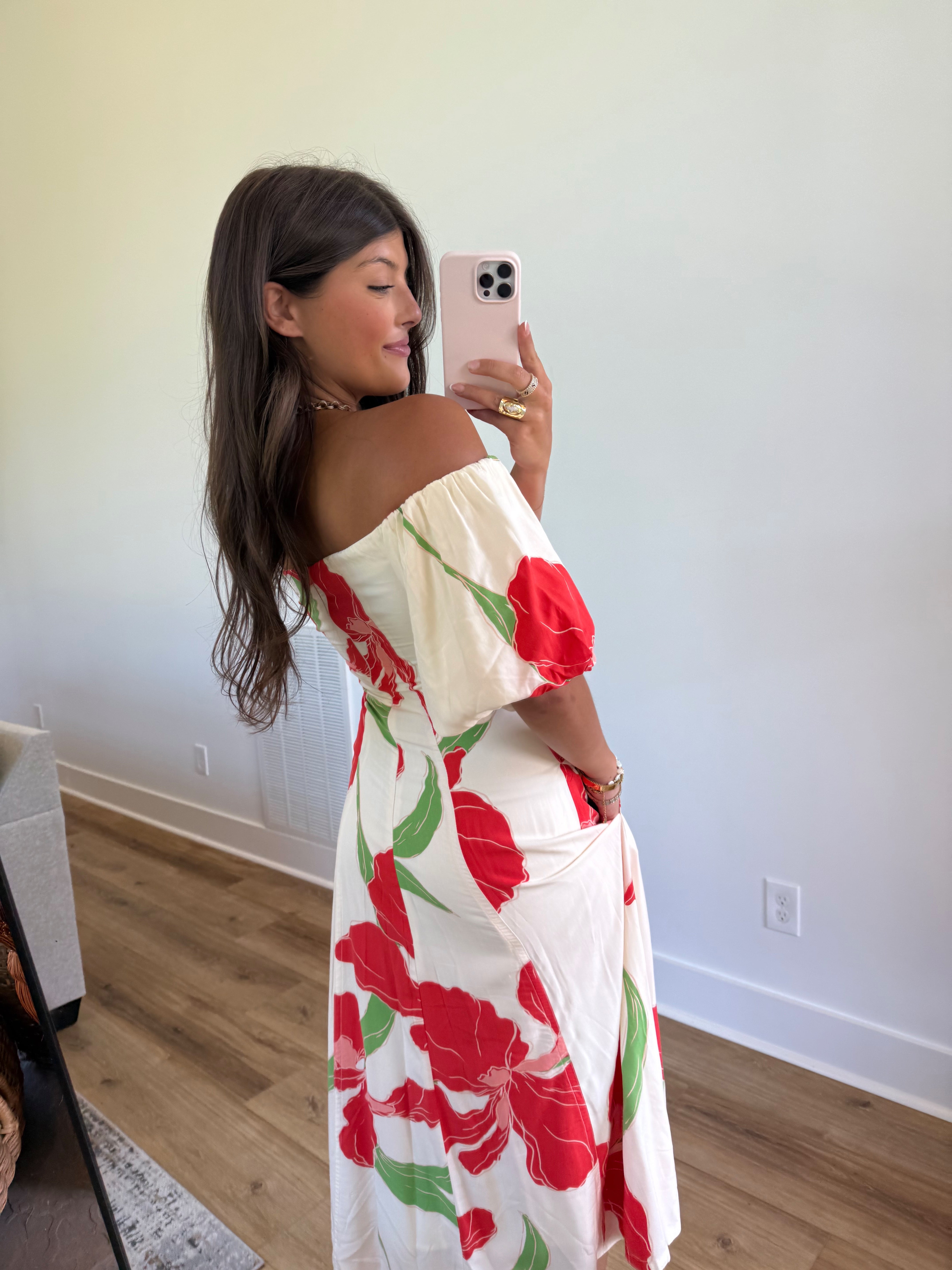 Poppy Off The Shoulder Midi