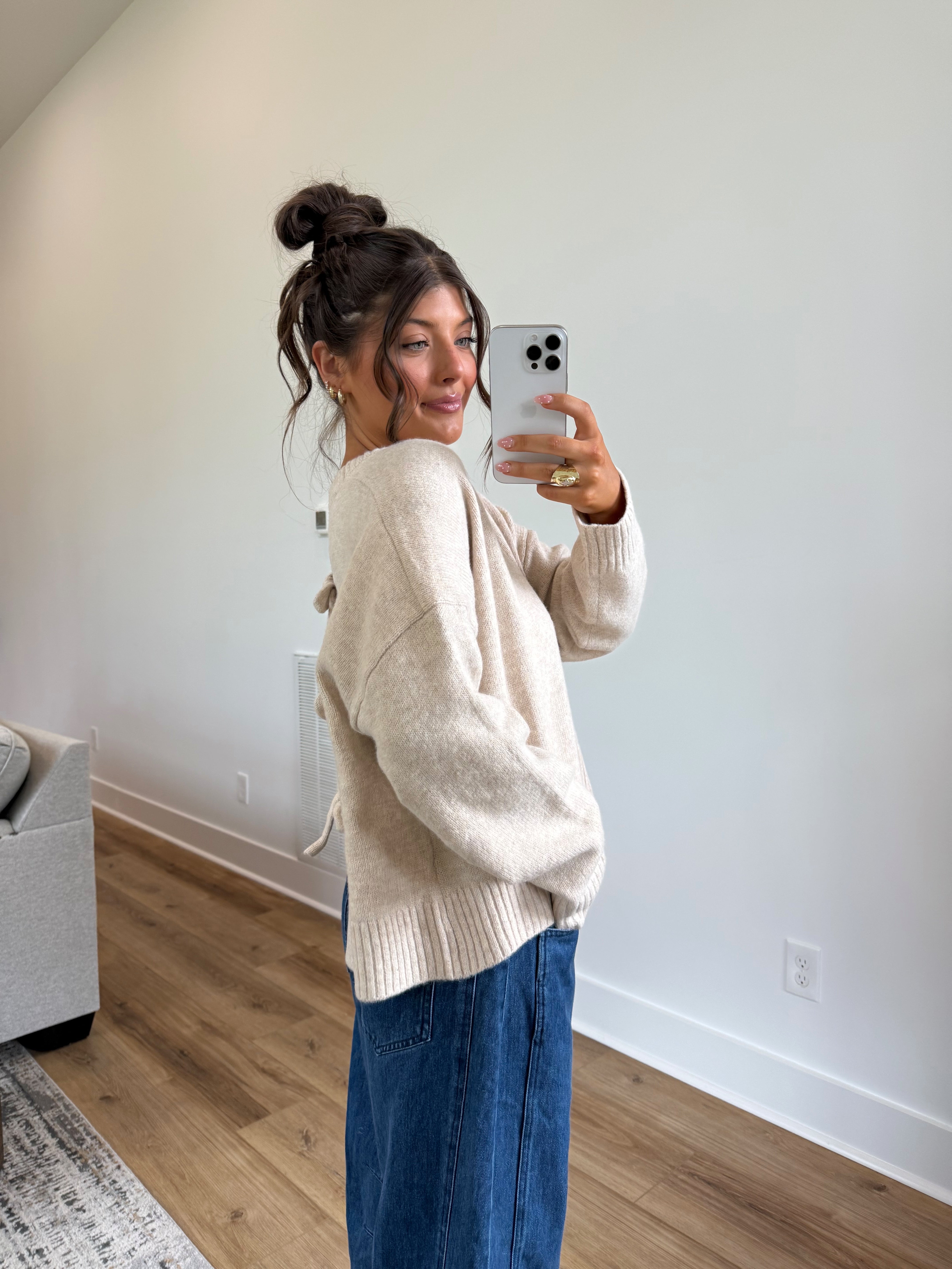 Cozy Caramel Bow Sweater